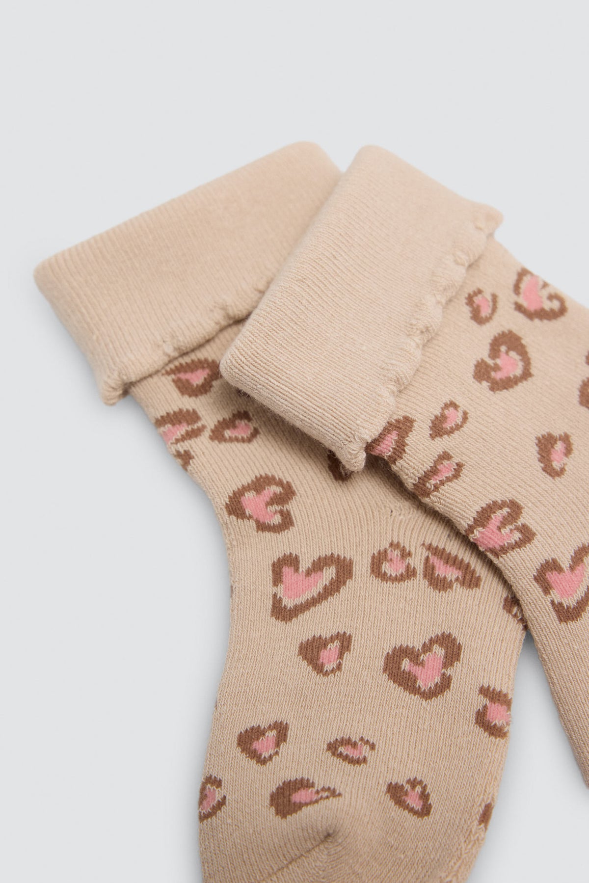 Pack 4 calcetines bebé térmicos puño doblado algodón estampado frutas y corazones