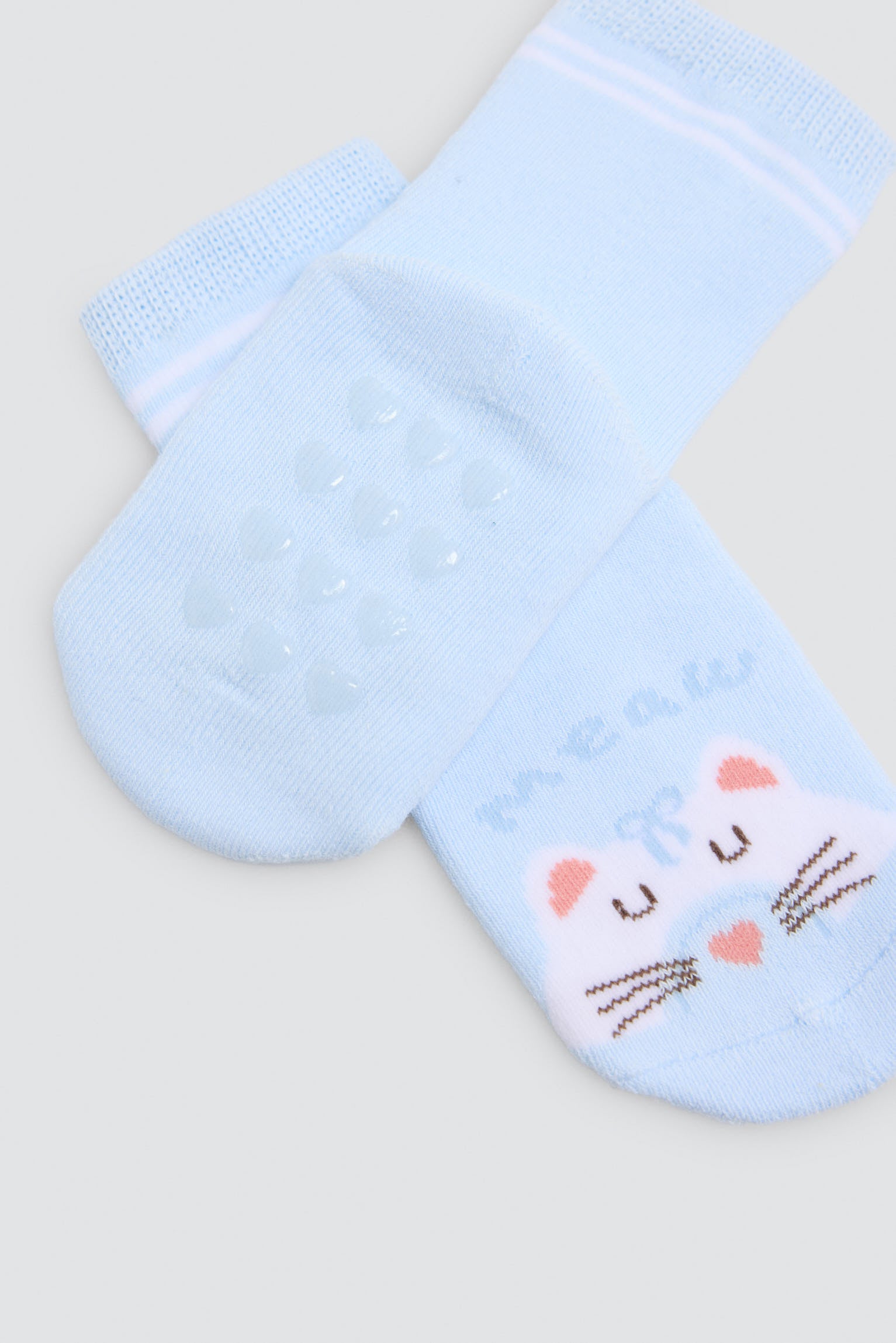 Pack 2 calcetines bebé térmicos antideslizantes estampados gatos y arcoiris