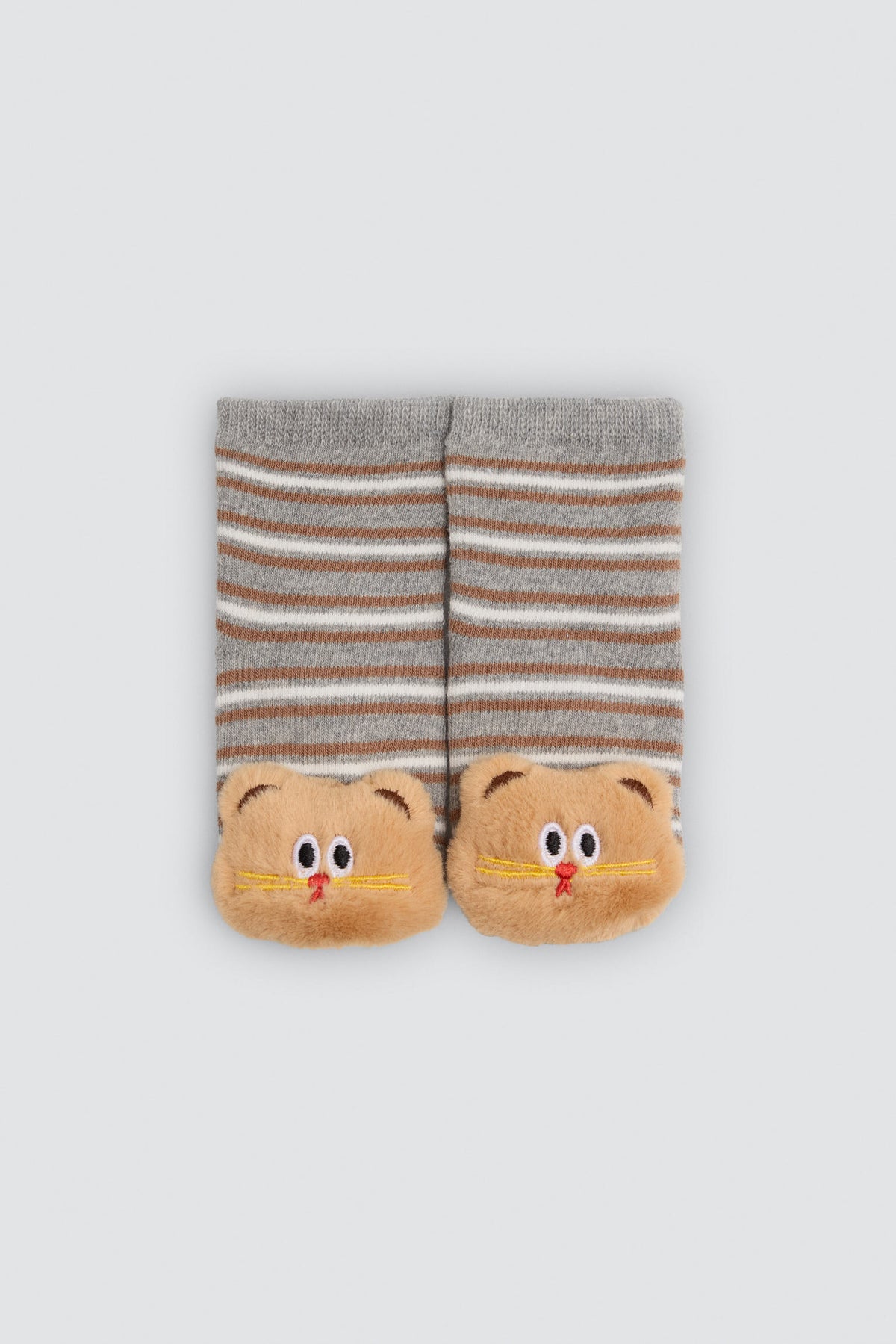 Pack 2 calcetines bebé algodón térmicos antideslizantes sensoriales gatitos