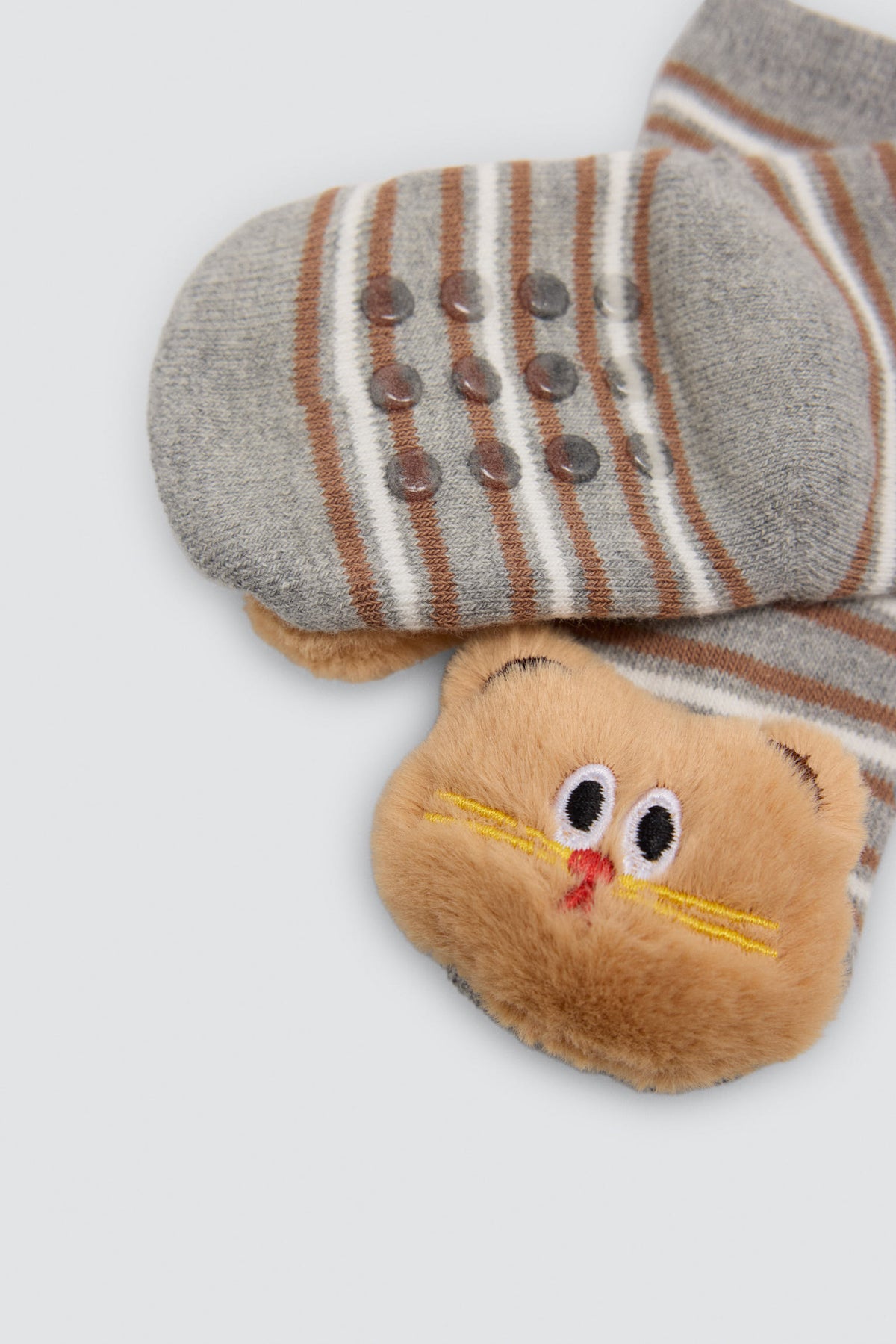 Pack 2 calcetines bebé algodón térmicos antideslizantes sensoriales gatitos