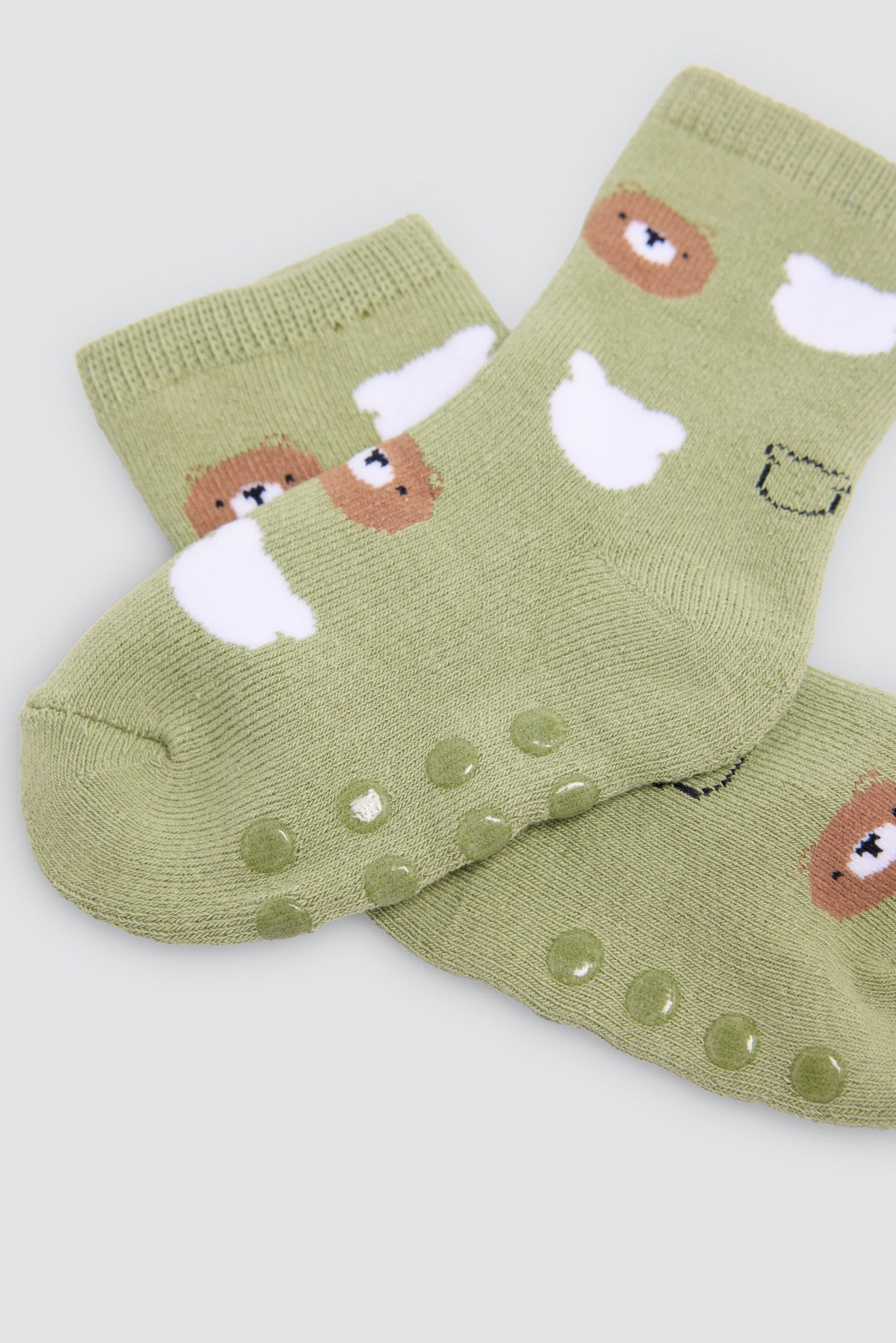 Pack 4 calcetines bebé térmicos antideslizantes estampado divertido osos