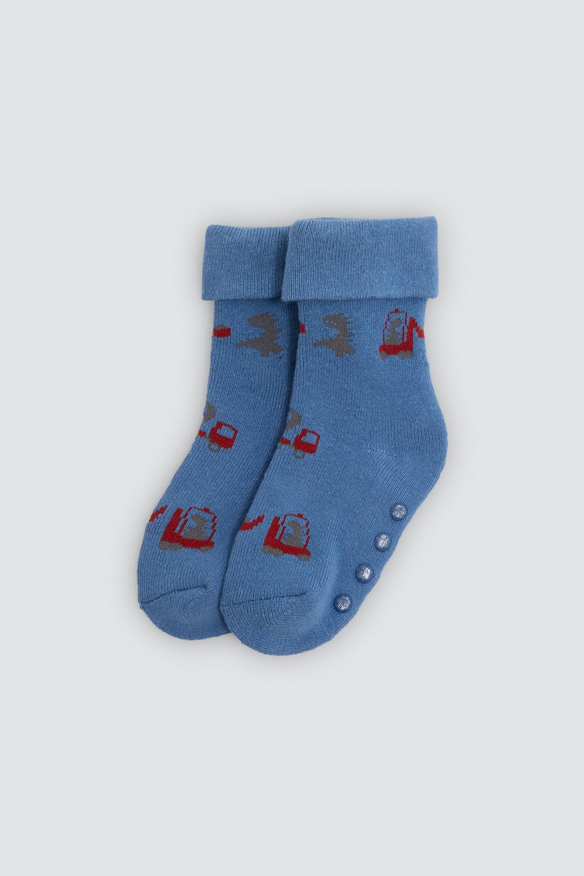 Pack 4 calcetines bebé térmicos antideslizantes algodón estampado tractores y  flechas