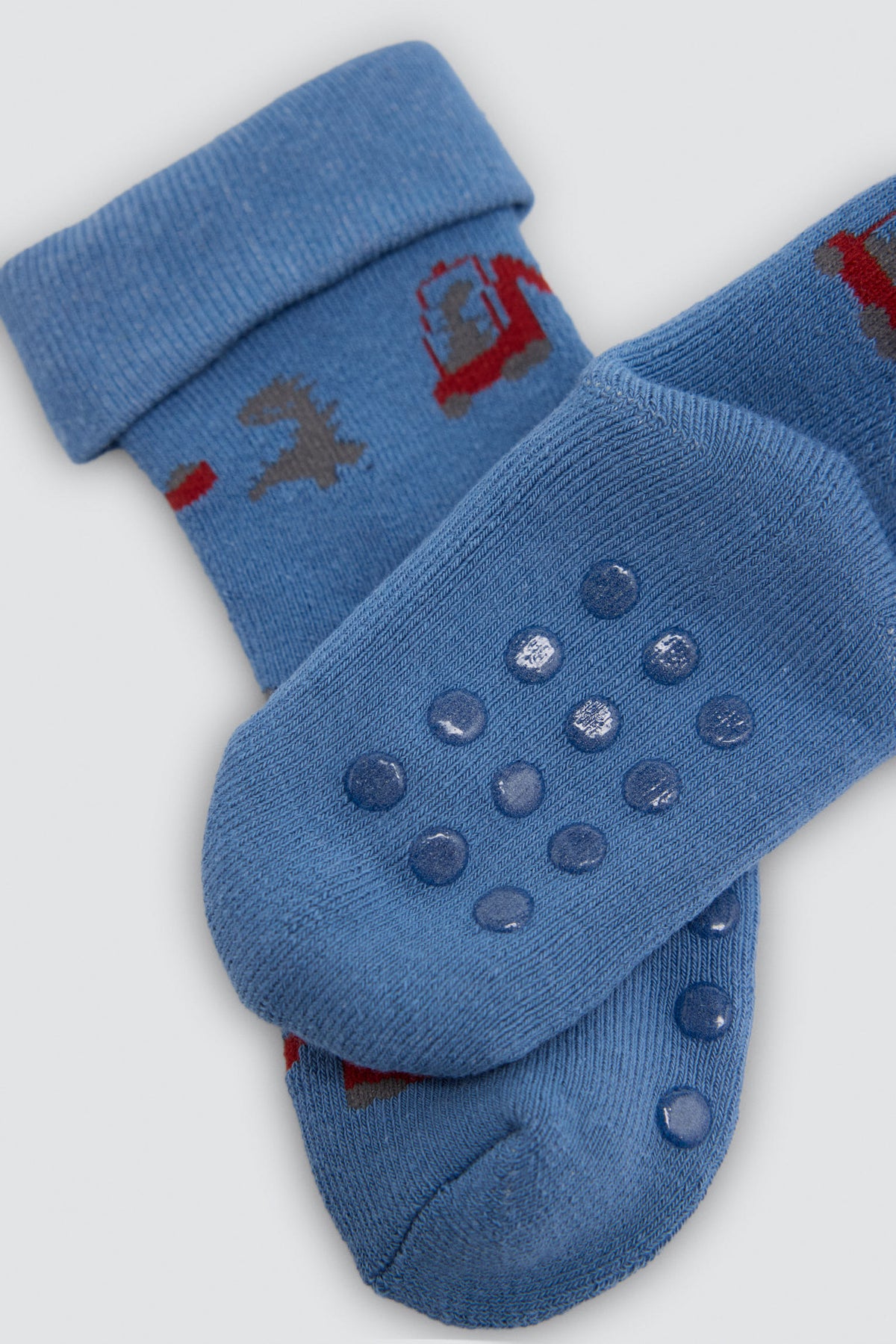 Pack 4 calcetines bebé térmicos antideslizantes algodón estampado tractores y  flechas