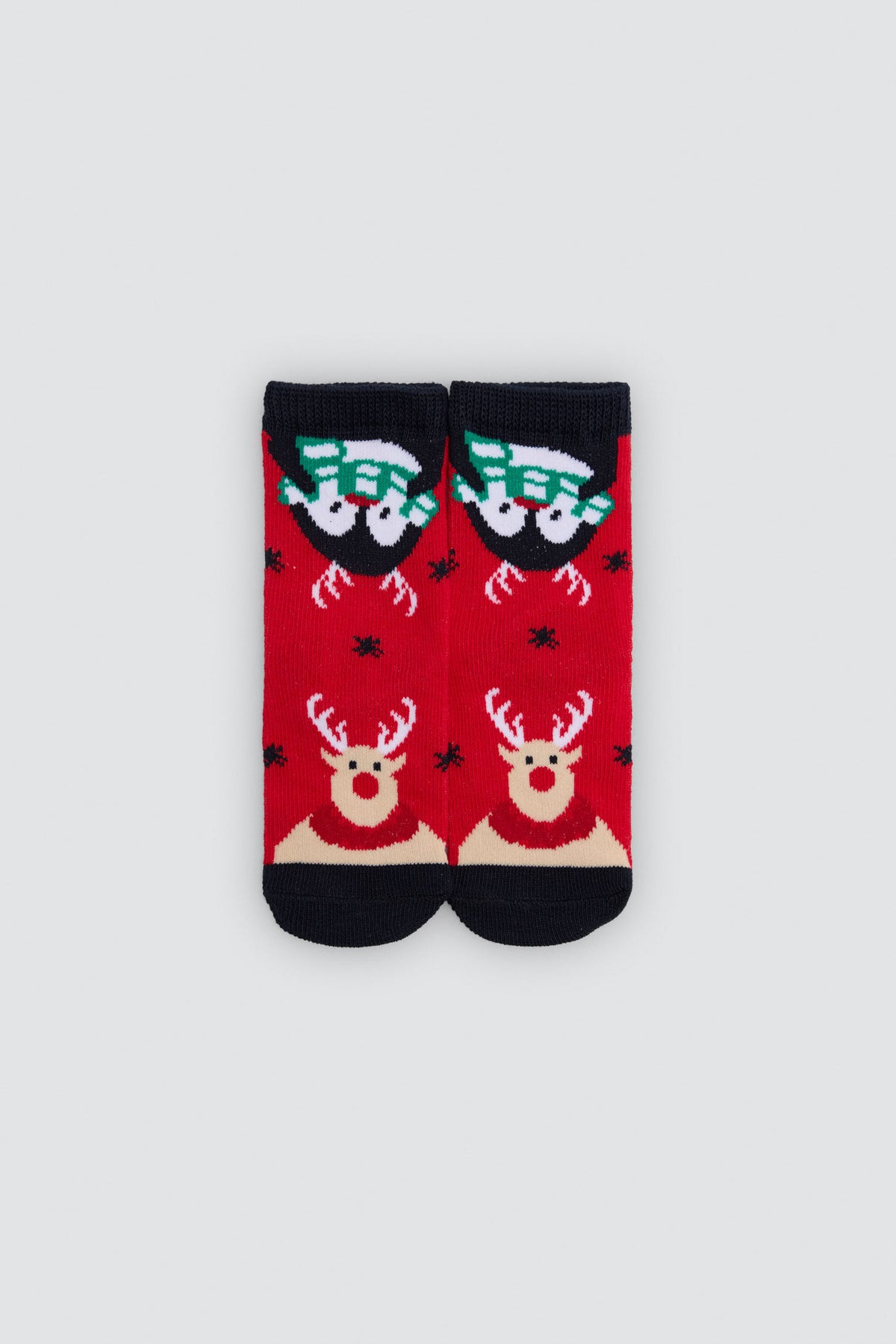 Pack 2 calcetines bebé algodón navidad estampado renos y papa noel