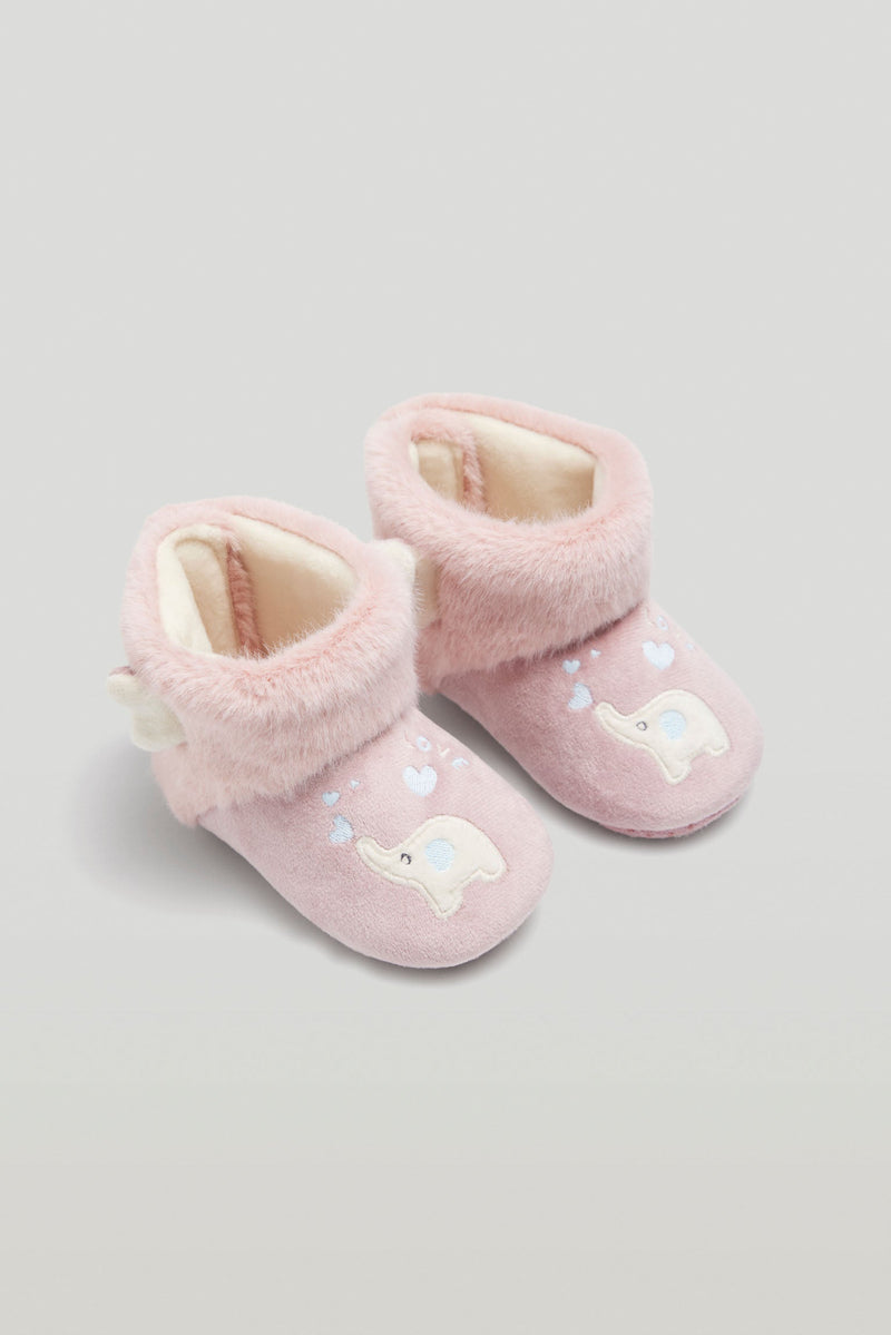 Zapatillas de casa pana rosa para niña - Minis Baby&Kids