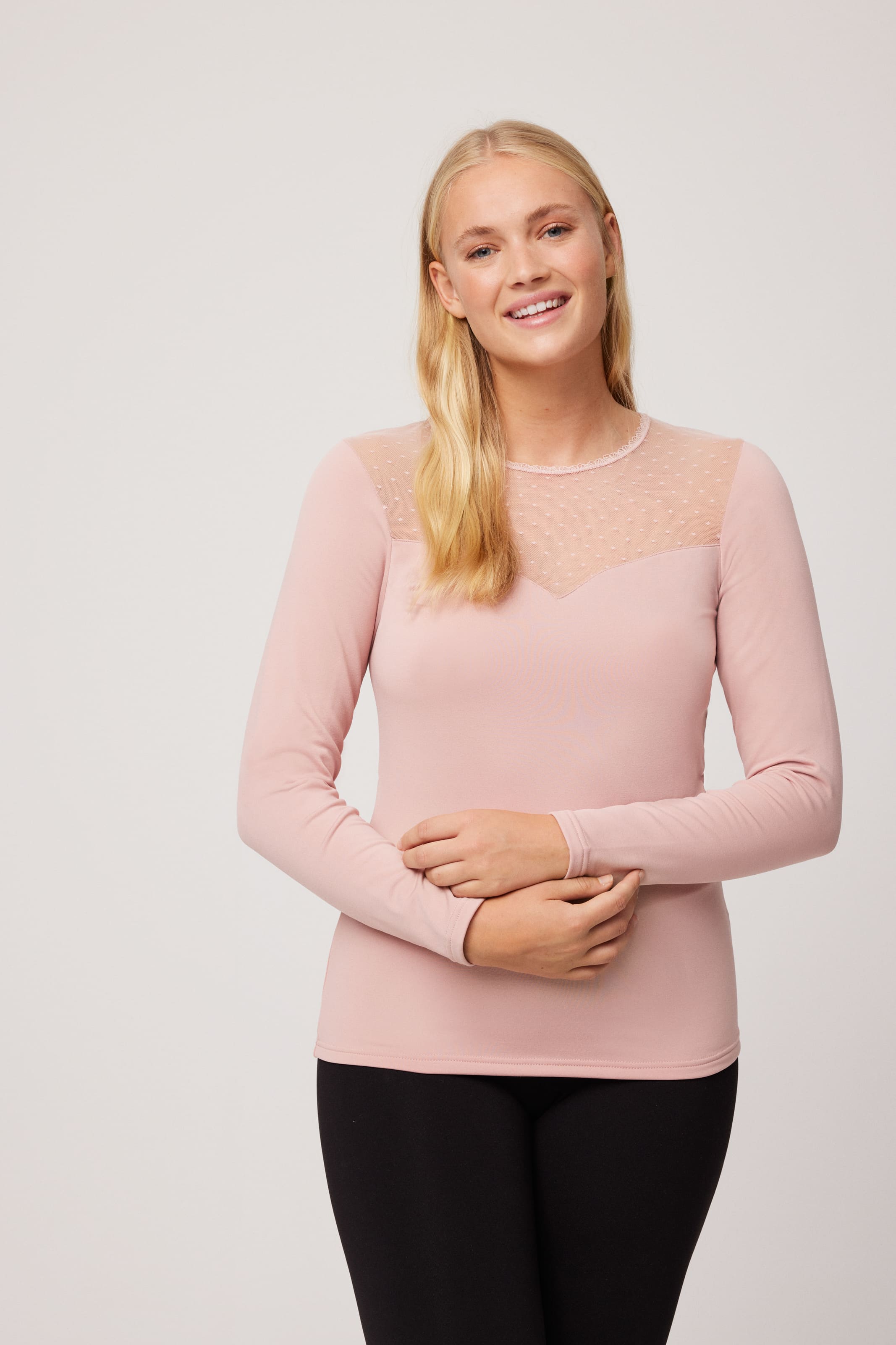 Pink plumeti long sleeve thermal t-shirt