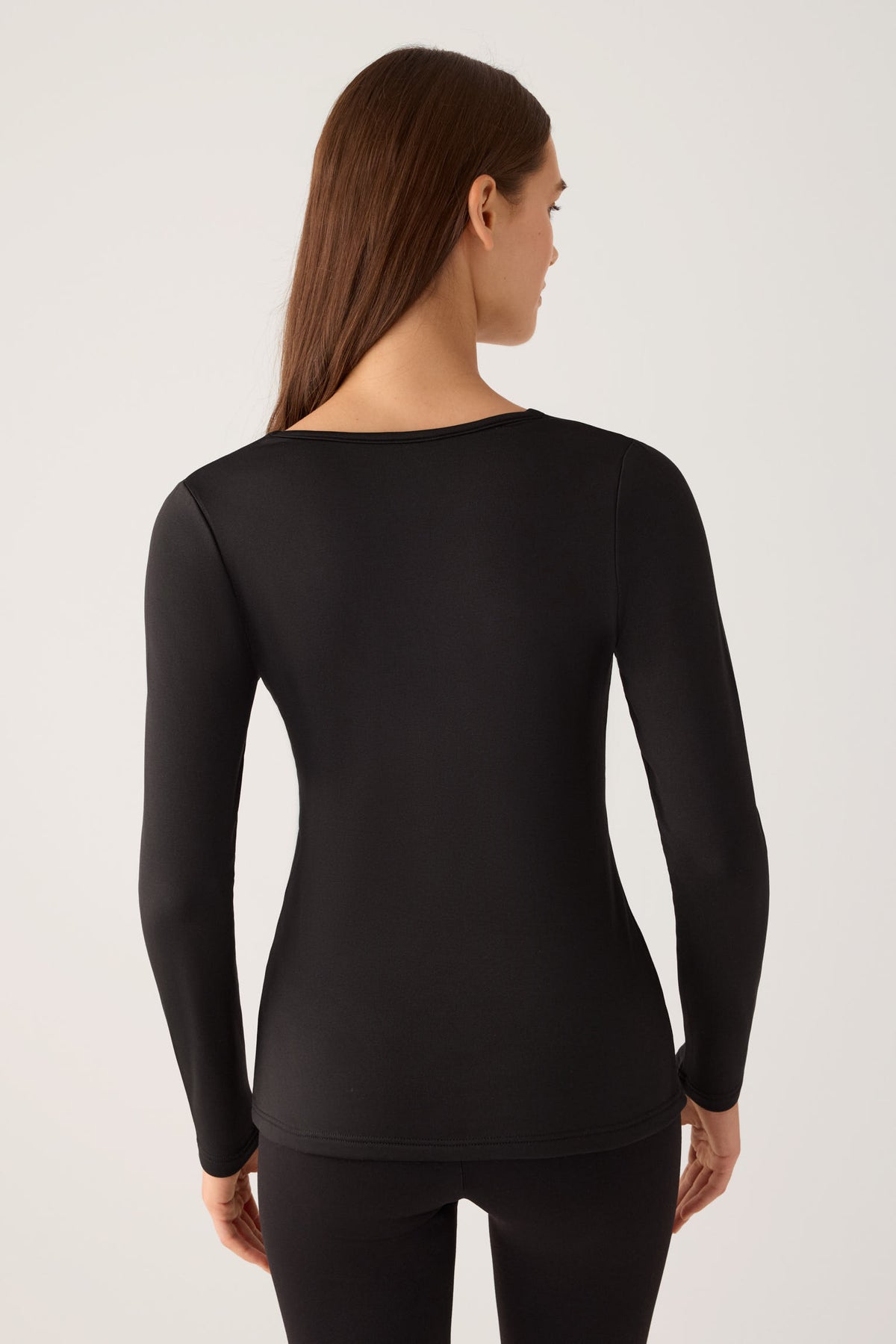 TÉRMICO Camiseta mujer manga larga escote V con encaje negro