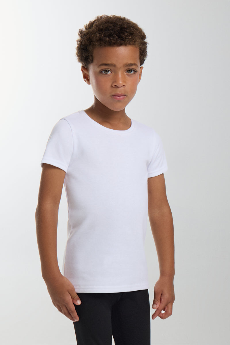 TÉRMICO LIGERO Camiseta infantil manga corta cuello redondo blanco