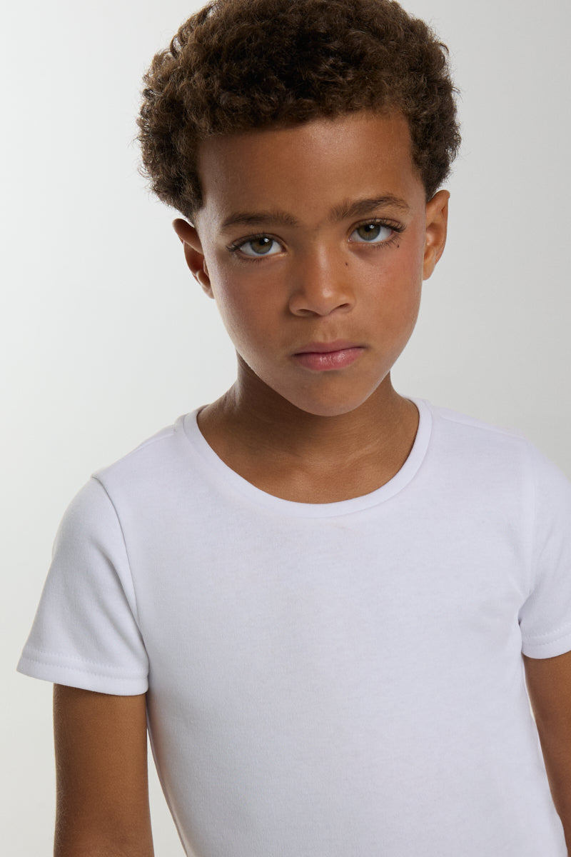 TÉRMICO LIGERO Camiseta infantil manga corta cuello redondo blanco