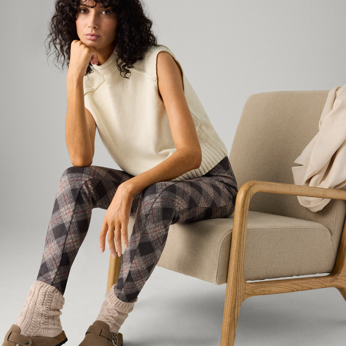 Pantalones estampado cuadros multicolor