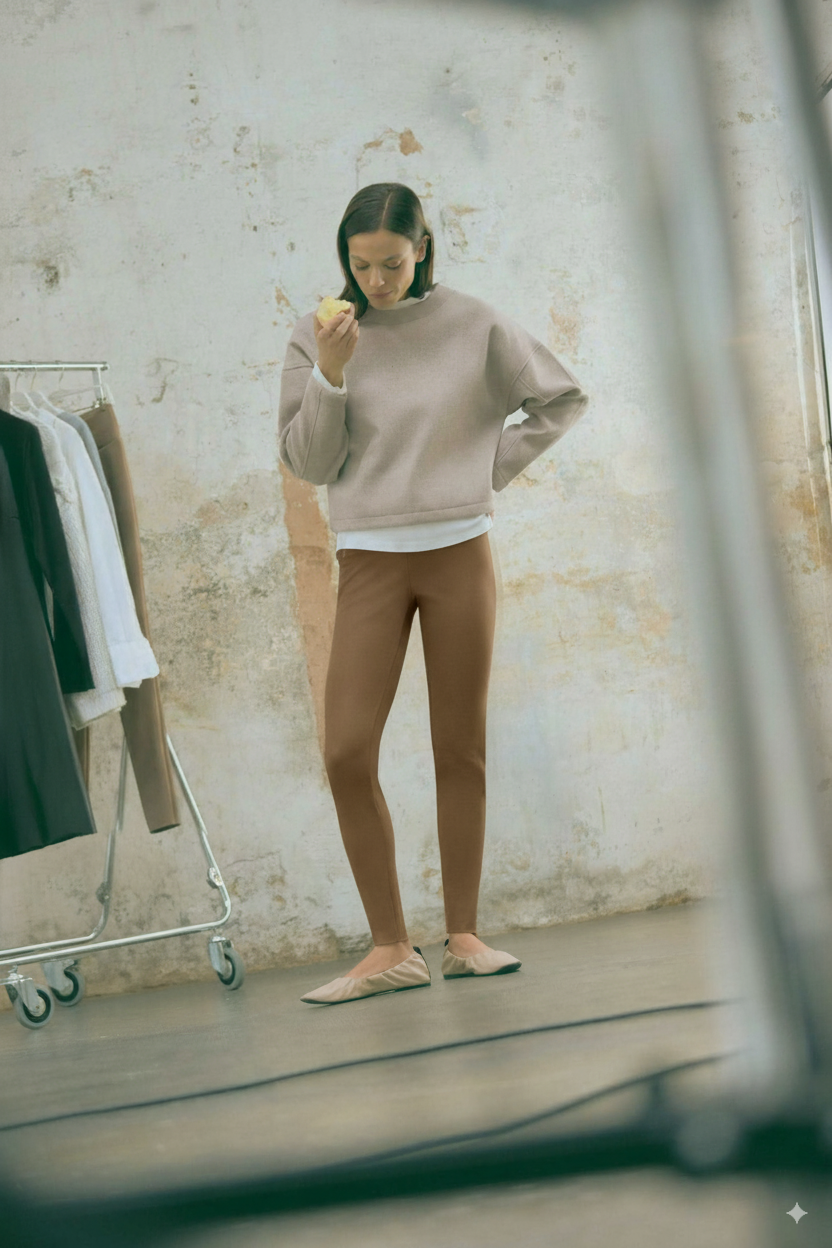 Leggings efecto metalizado marrón