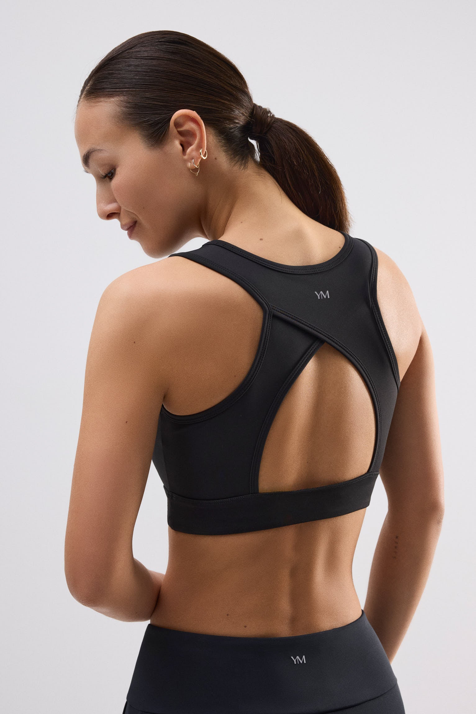 Sports bra with black cut out details