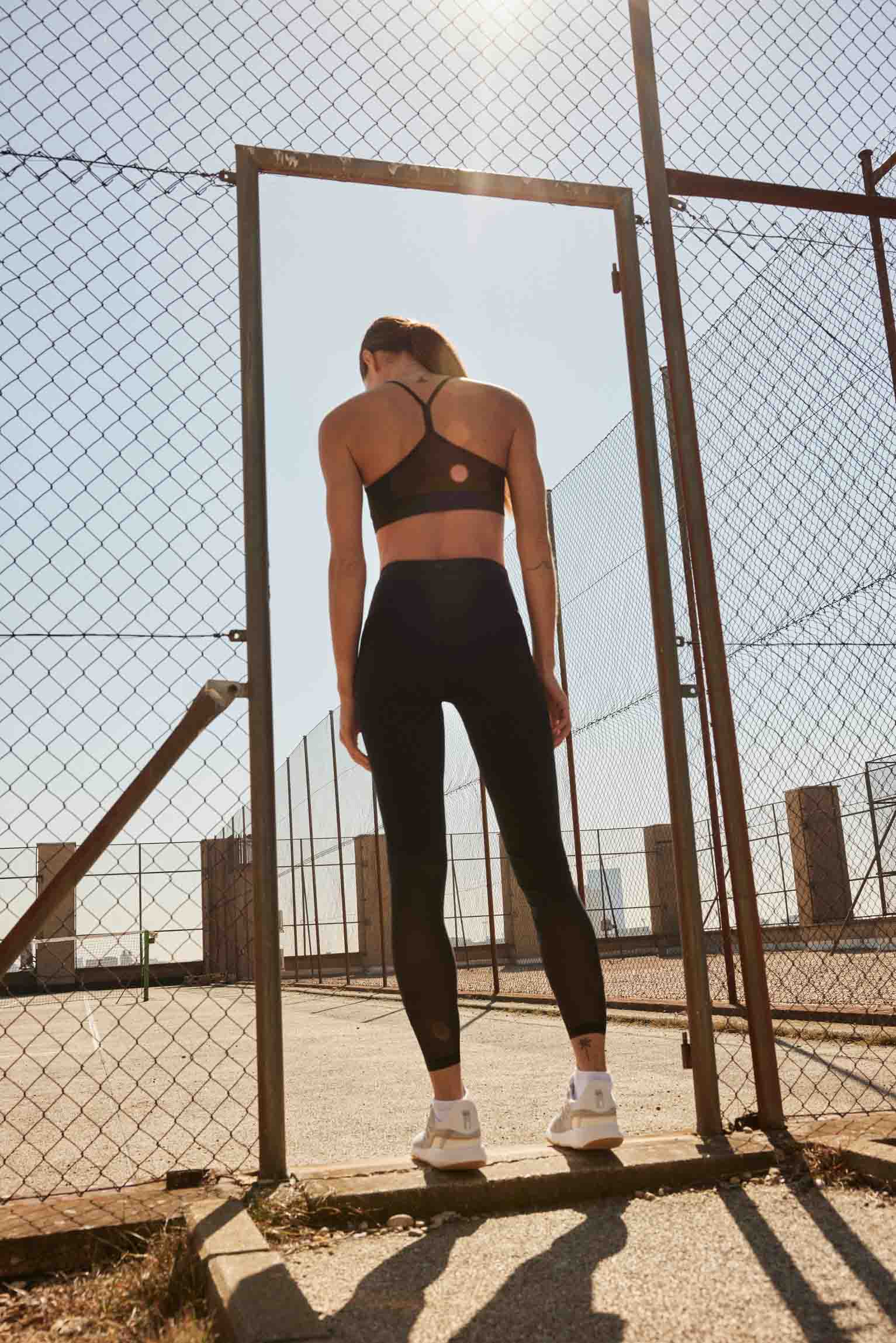 Black Cross Waist Long Sports Leggings