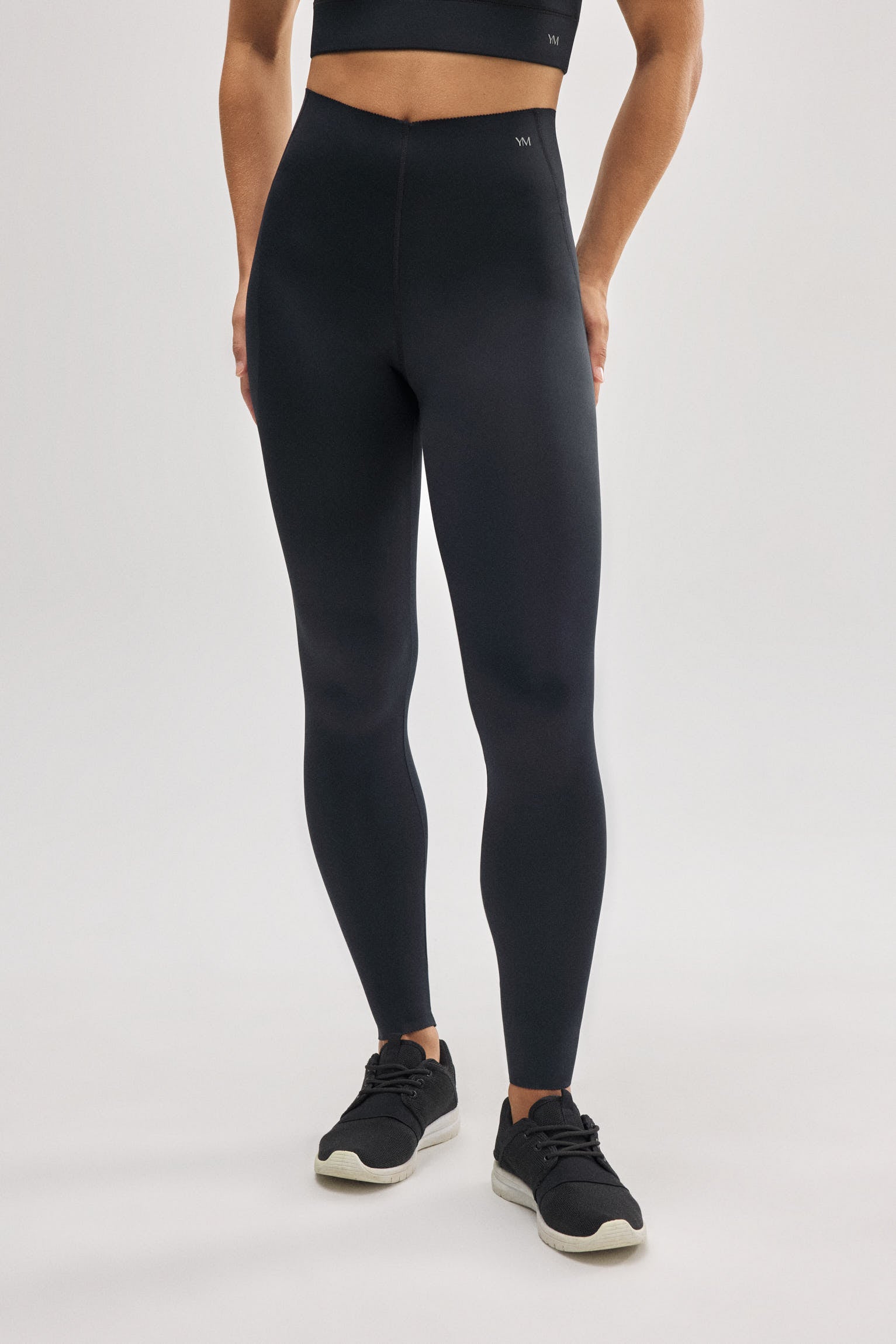 Leggings deportivos compressive largos vientre plano negro