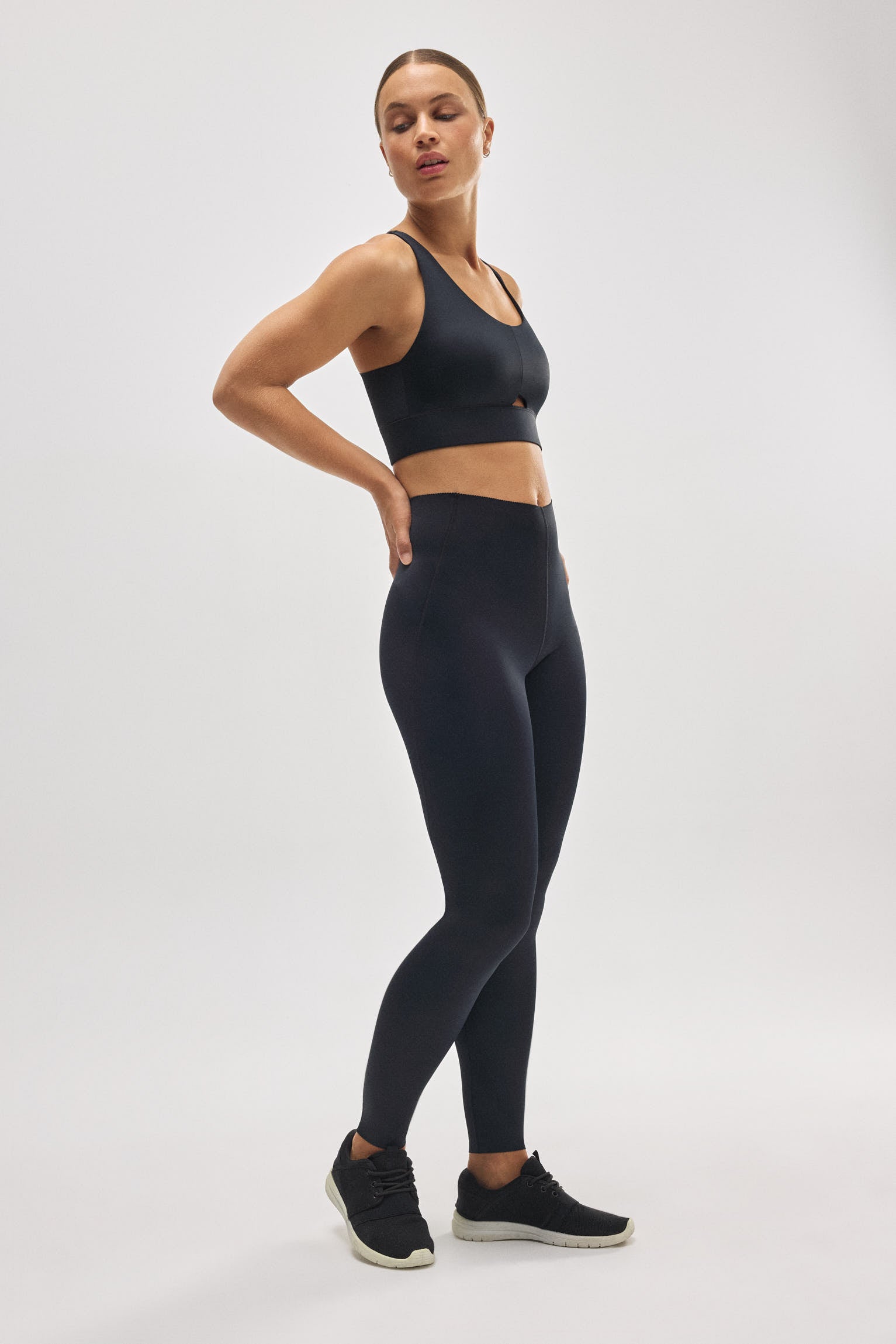 Leggings deportivos compressive largos vientre plano negro