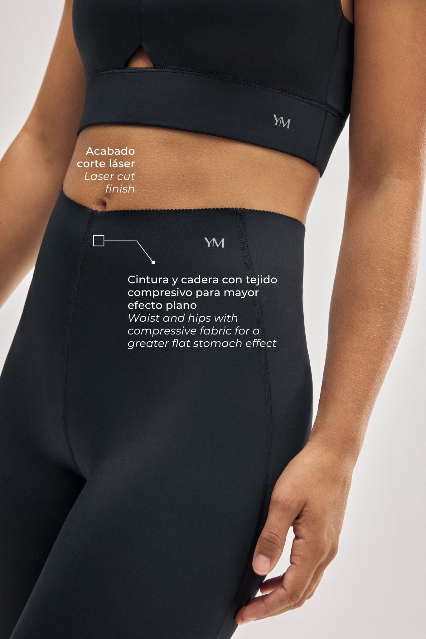 Leggings deportivos compressive largos vientre plano negro