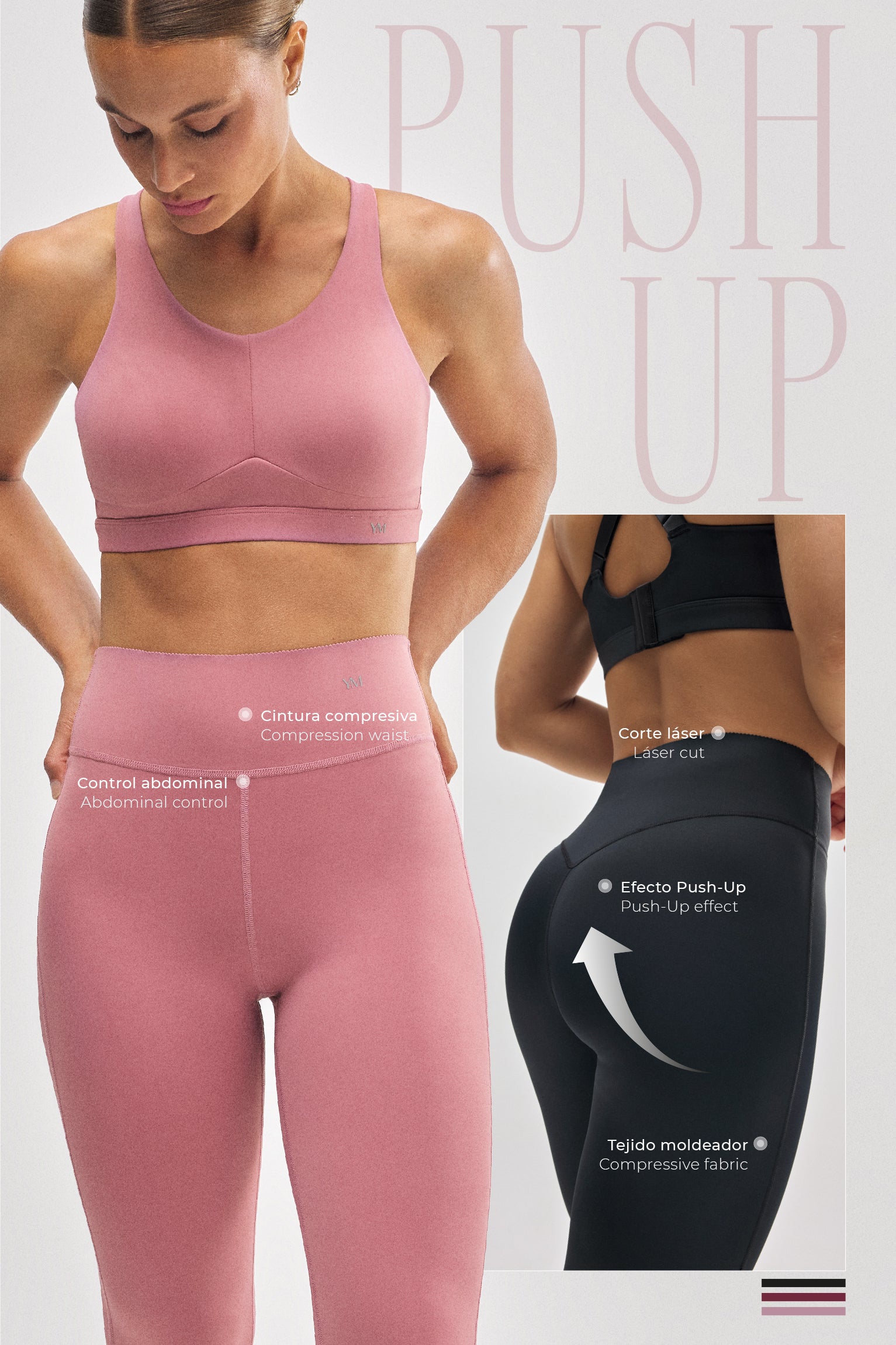 Leggings deportivos Compressive efecto push-up rosa