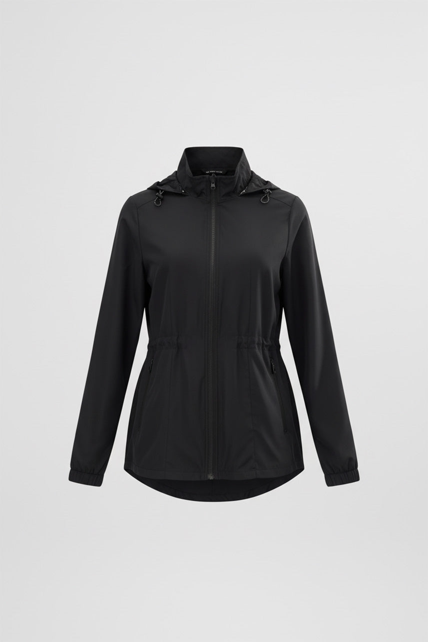 PREVENTA Chaqueta deportiva cortavientos con capucha y bolsillos negra - Ysabel Mora