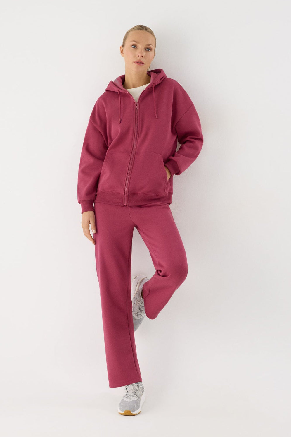 chándal deportivo mujer Slowloom en rosa nocturne rose look completo para deporte comodidad tejido cálido family match imagen 079