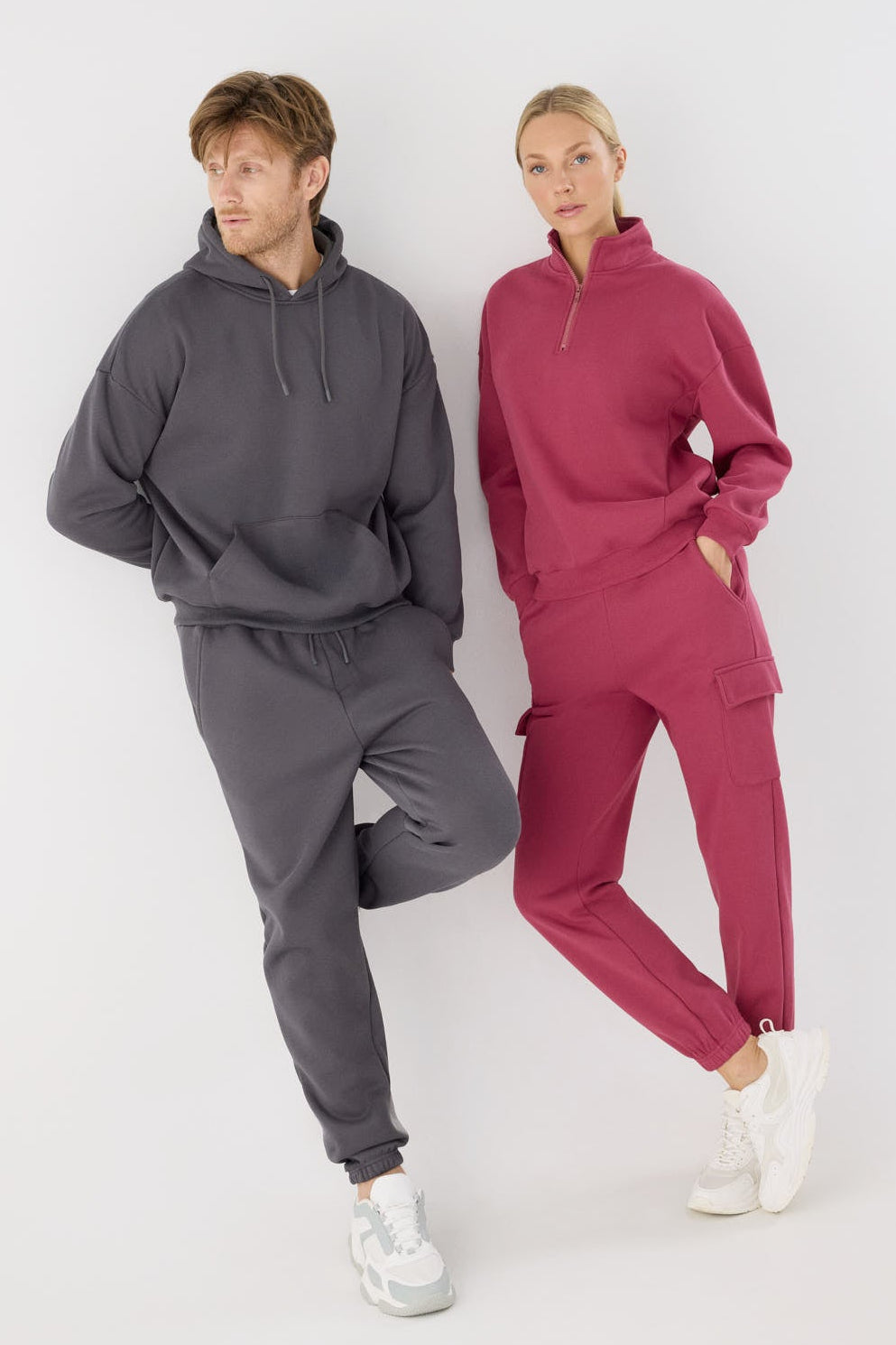 Pantalón deportivo hombre jogger afelpado con cintura ajustable gris marengo