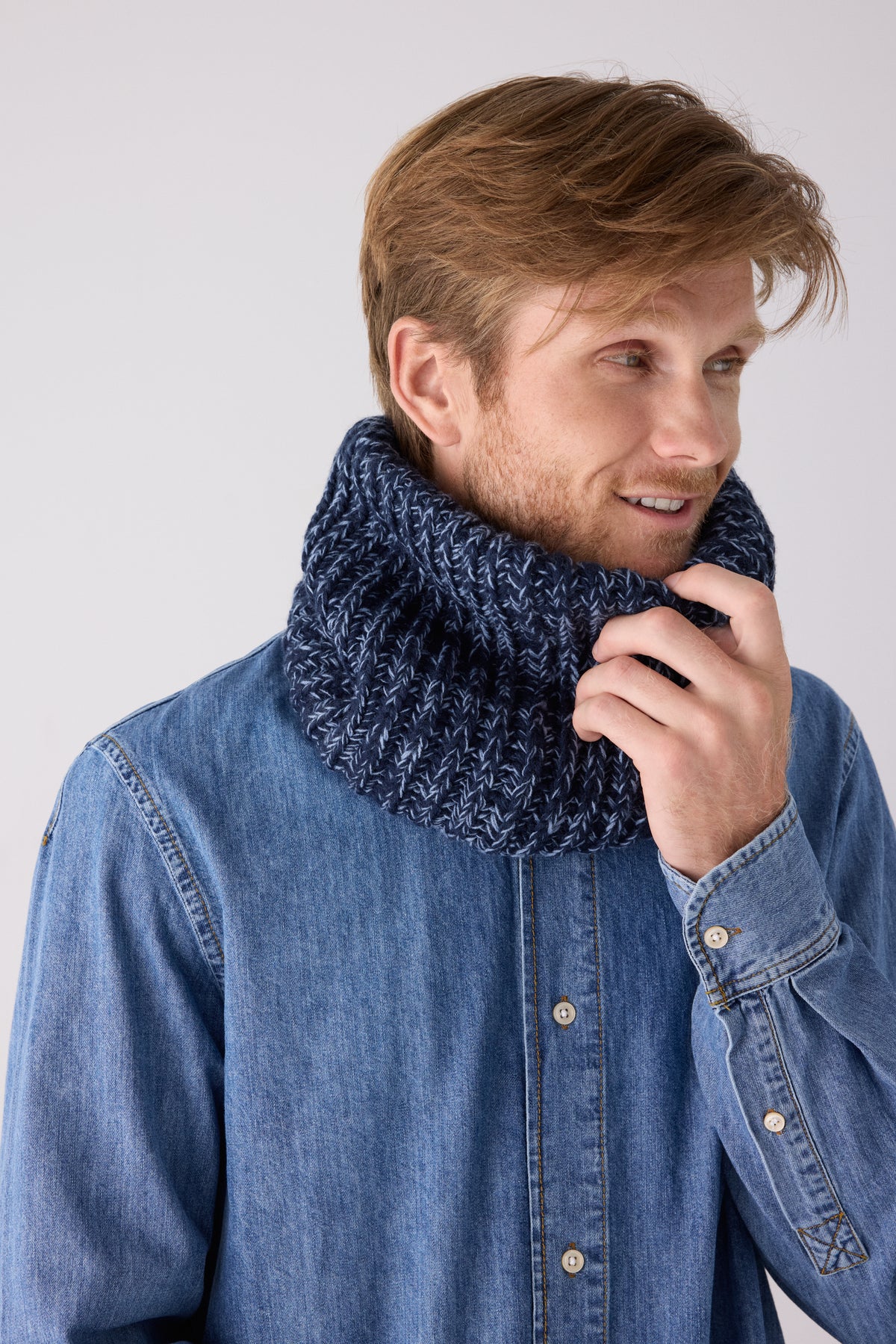 Cuello de punto para hombre con forro polar jaspeado