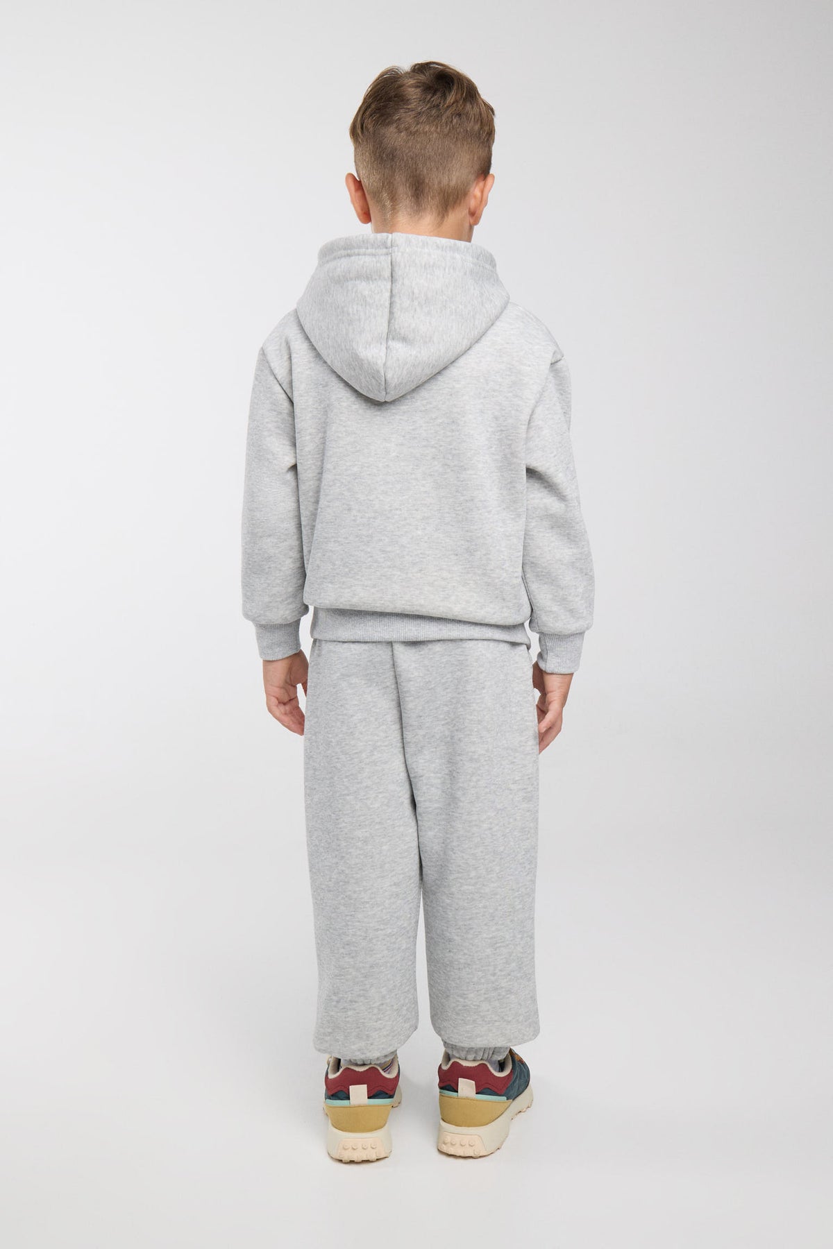 Conjunto de chándal infantil gris jaspeado con sudadera con capucha y pantalón jogger ancho