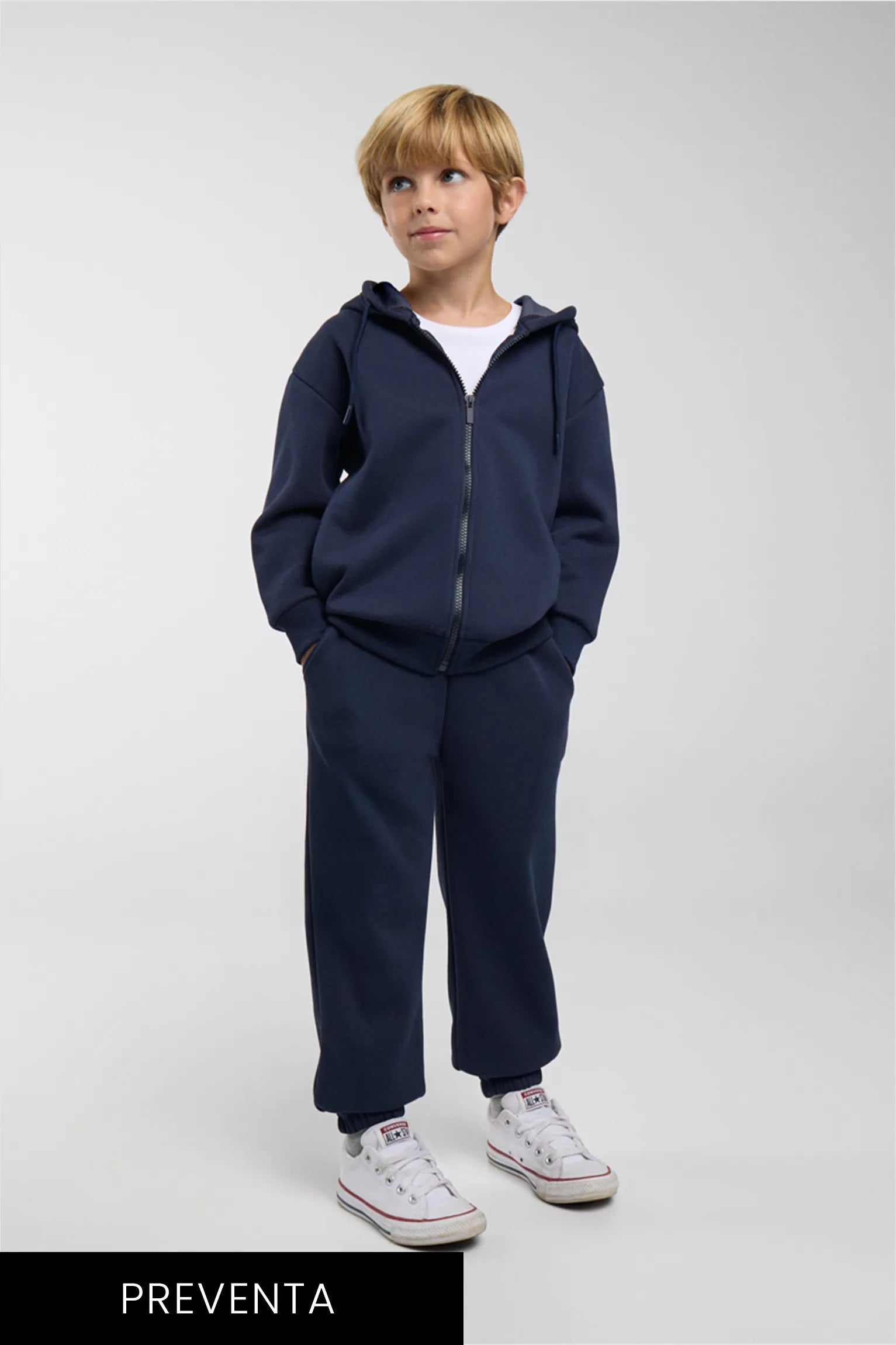 PREVENTA Chándal deportivo de niño afelpado chaqueta y jogger ancho marino