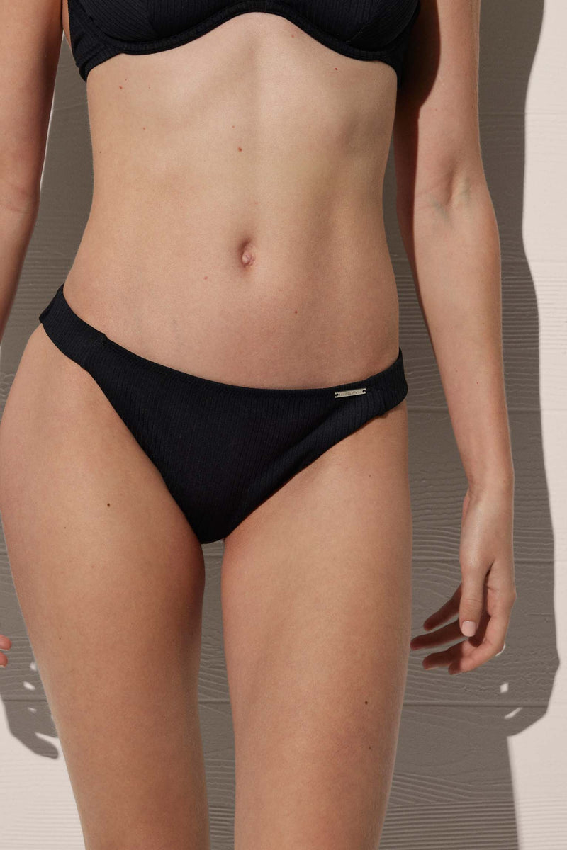 Braga bikini textura de rayas lisa negra