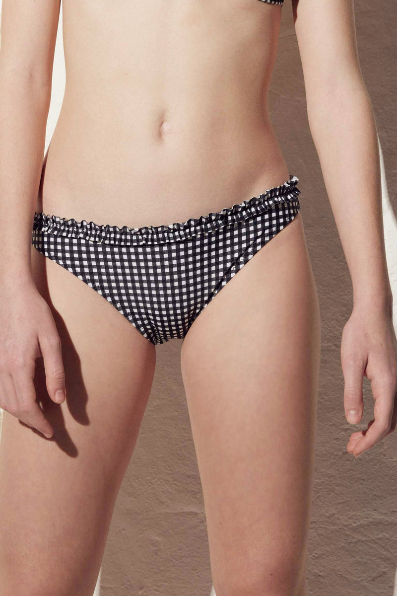 Youth bikini bottoms gingham print detail