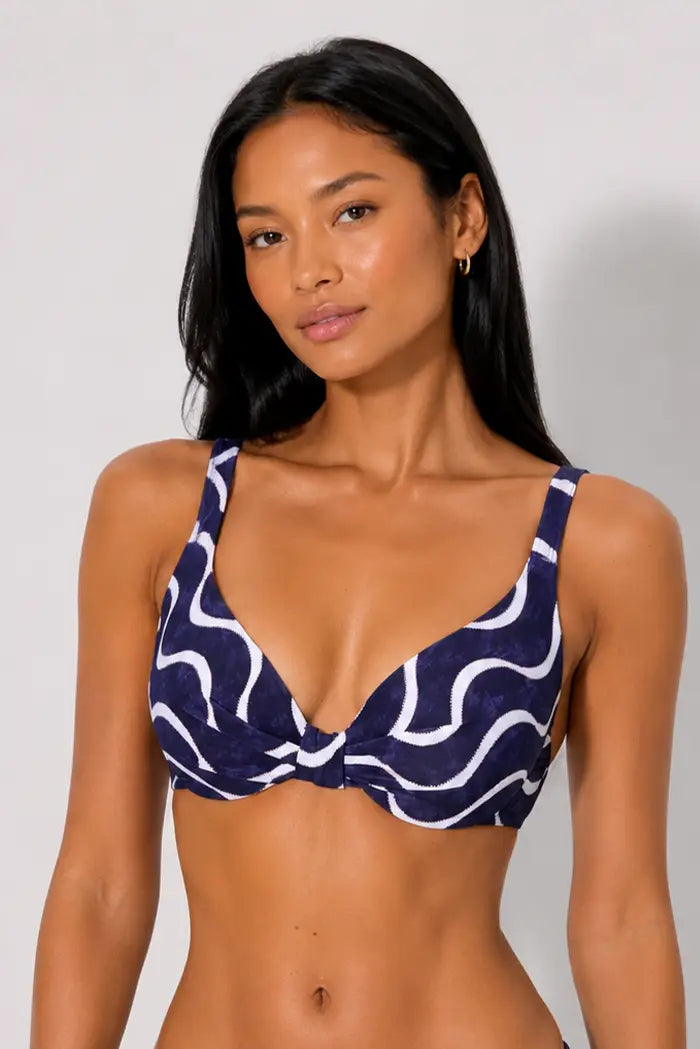 Top bikini estampado ondas marino copa B