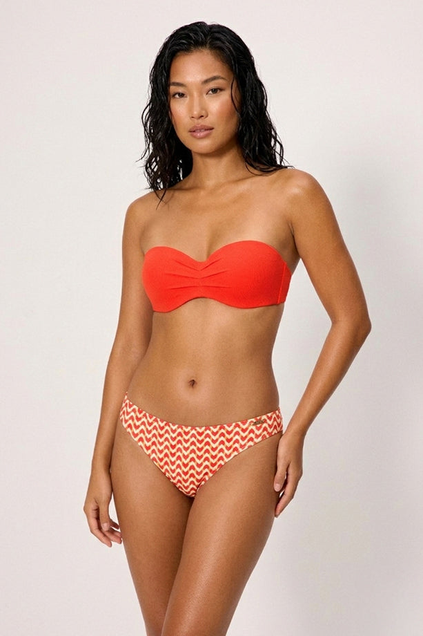 Braga bikini micropiqué estampada coral