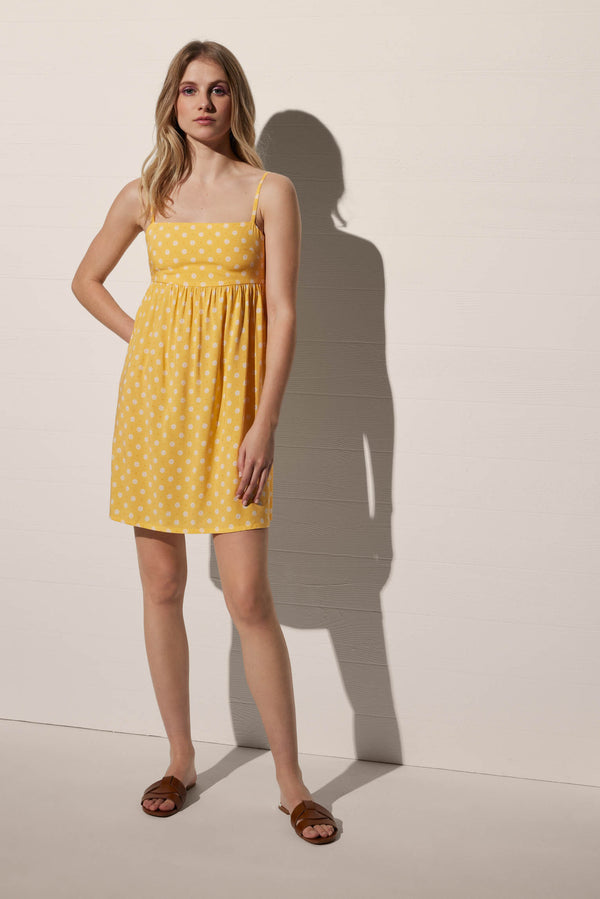 Short dress with adjustable straps floral print
