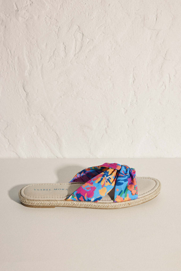 Floral print sandals with cotton comfort insole