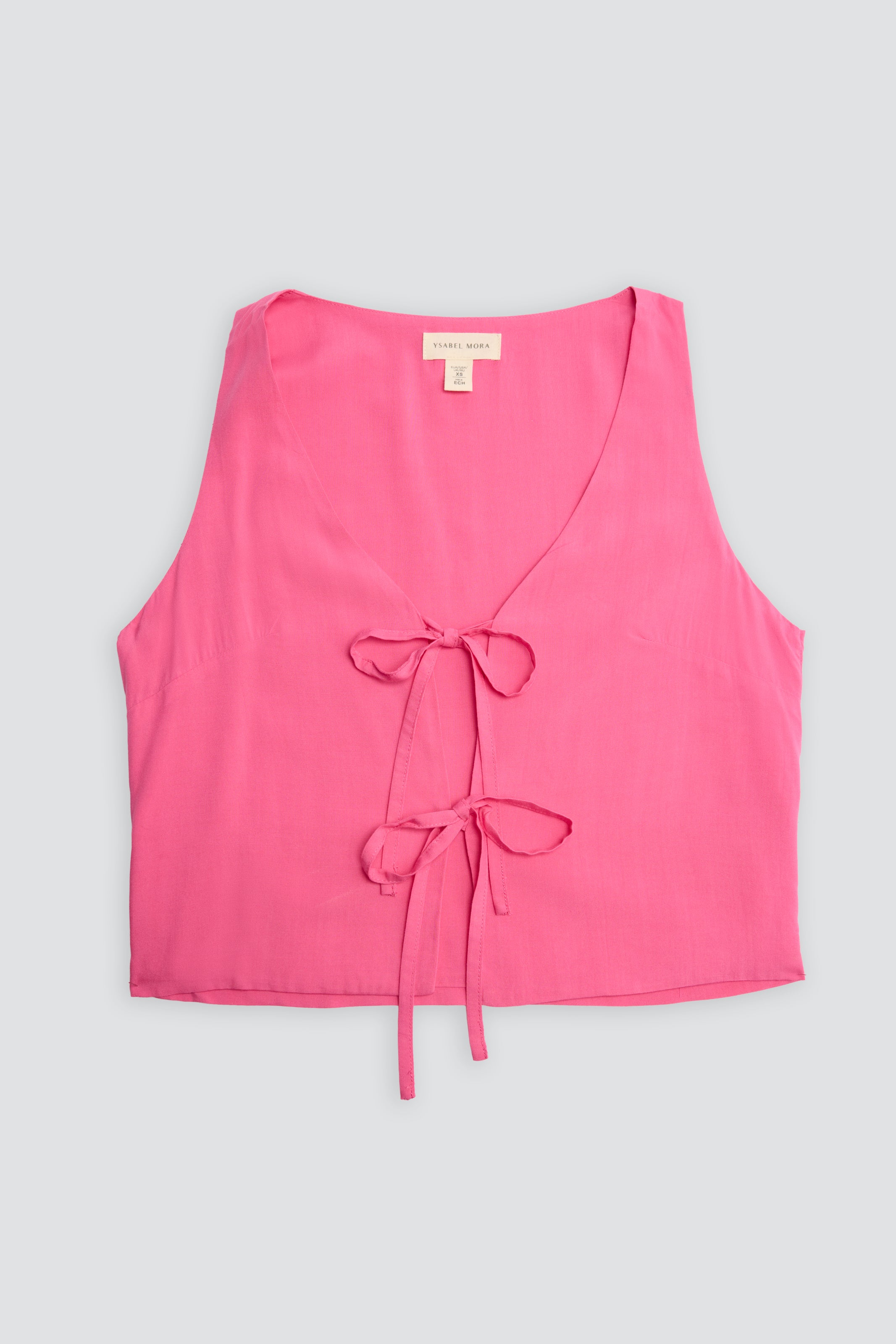 Top chaleco anudado tirantes rosa
