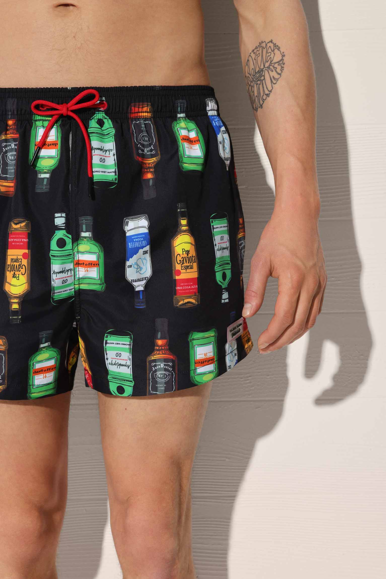 Bañador corto estampado botellas - Ysabel Mora