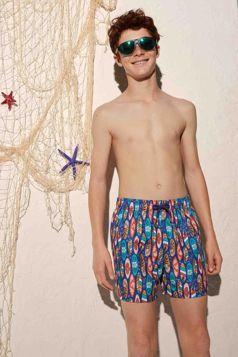 Youth surfboard print swimsuit