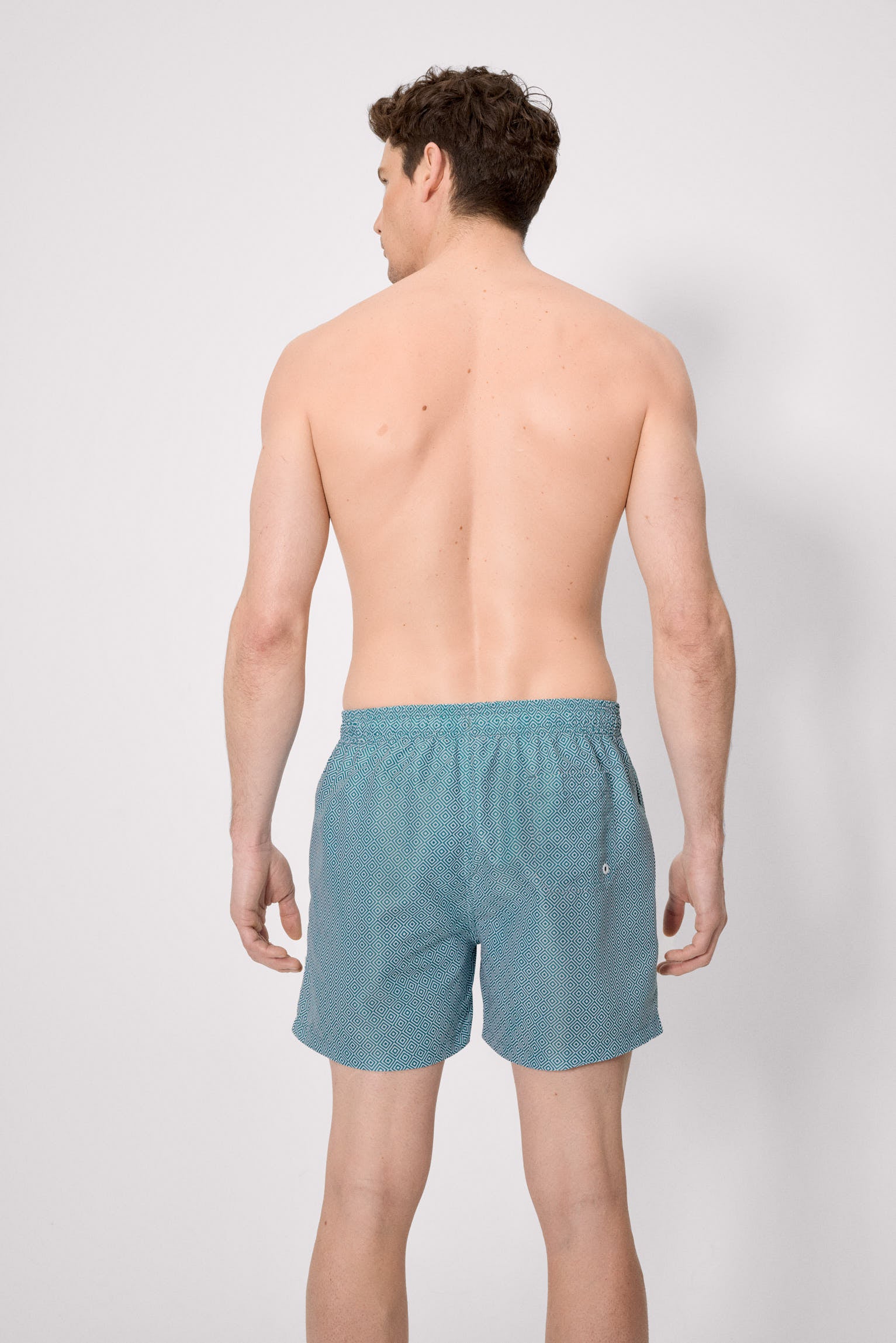 Bañador medio estampado étnico azul