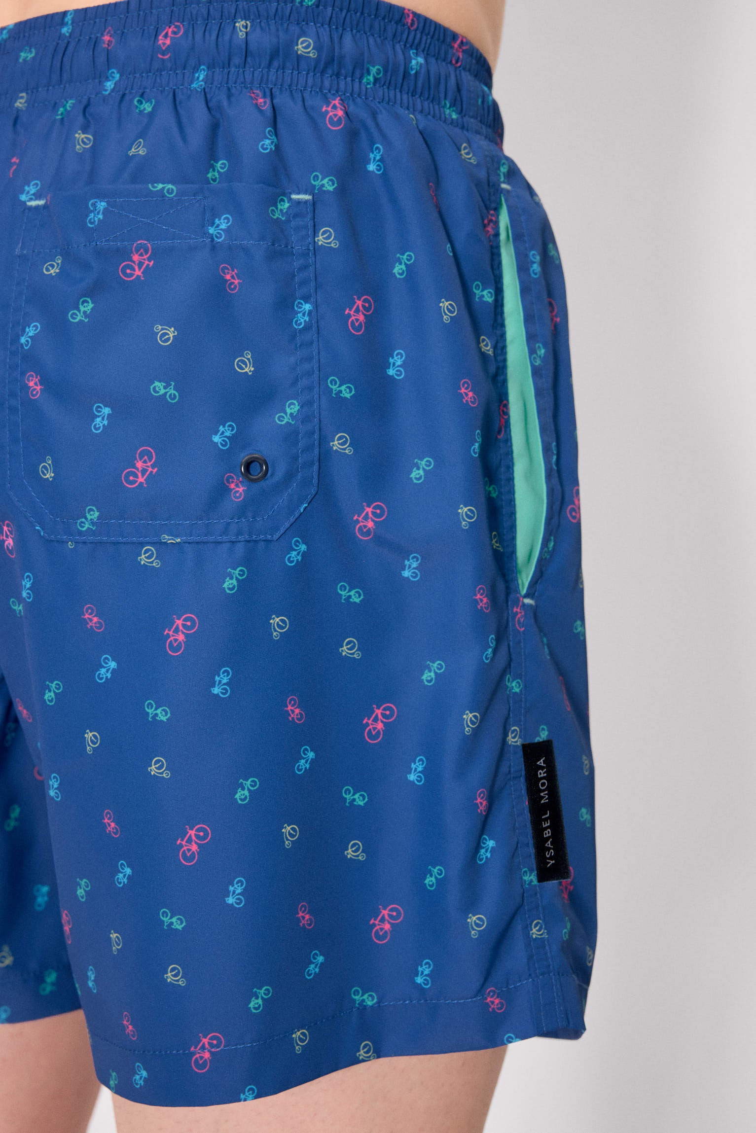 Bañador medio estampado bicicletas azul