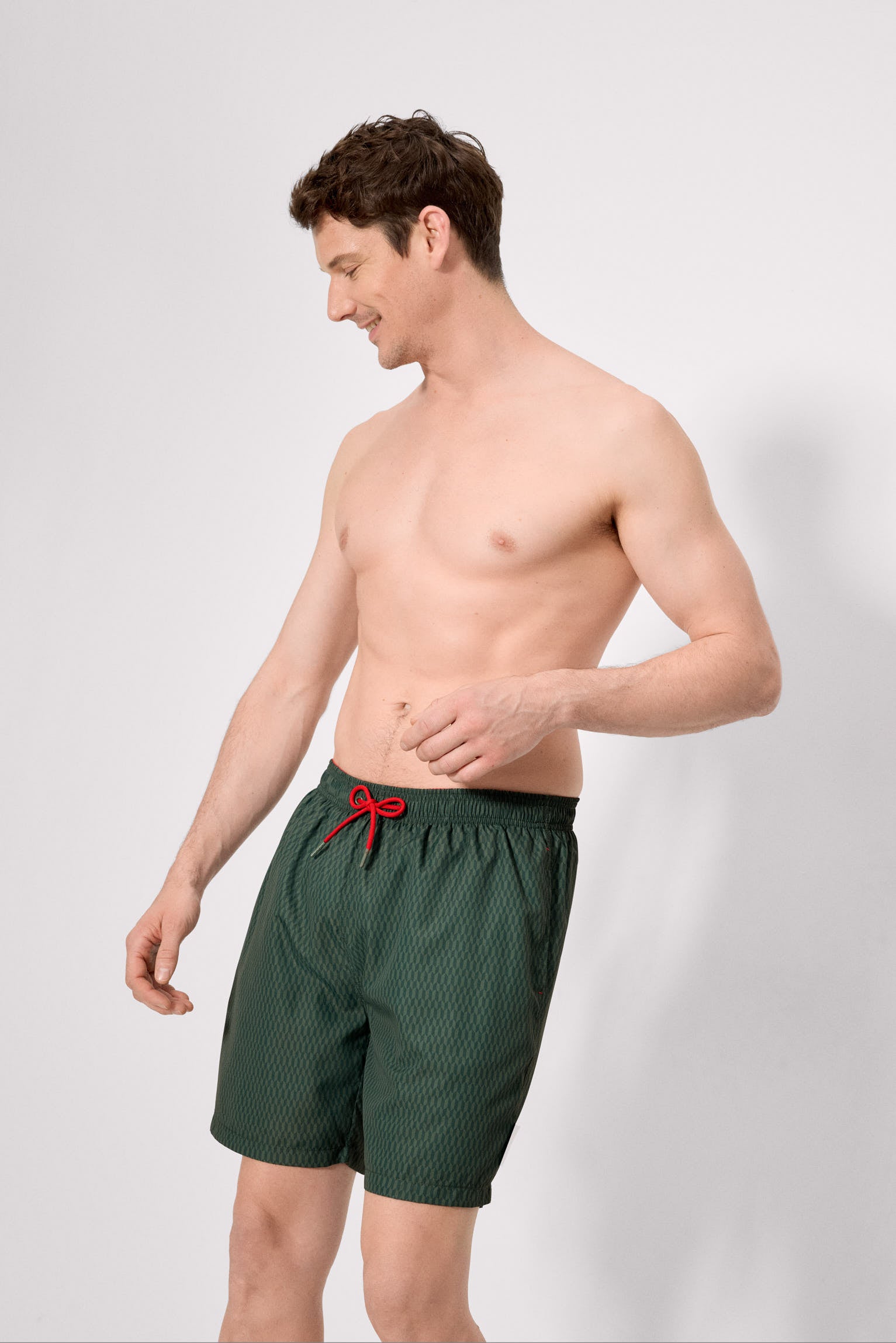 Bañador largo estampado étnico verde