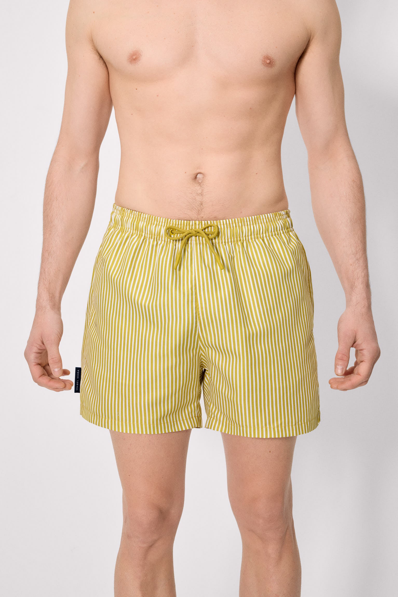 Bañador medio estampado rayas amarillo