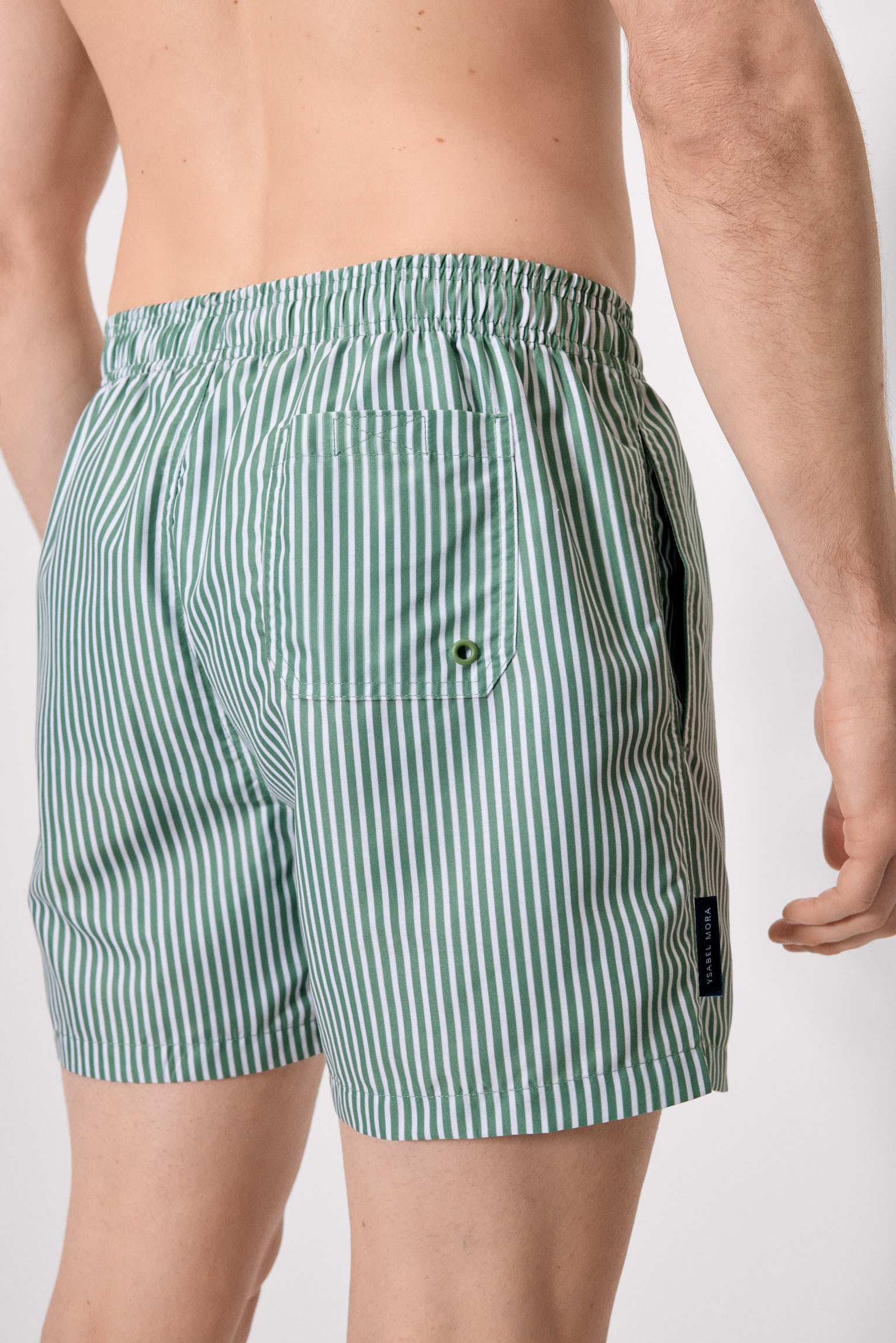 Bañador medio estampado rayas verde