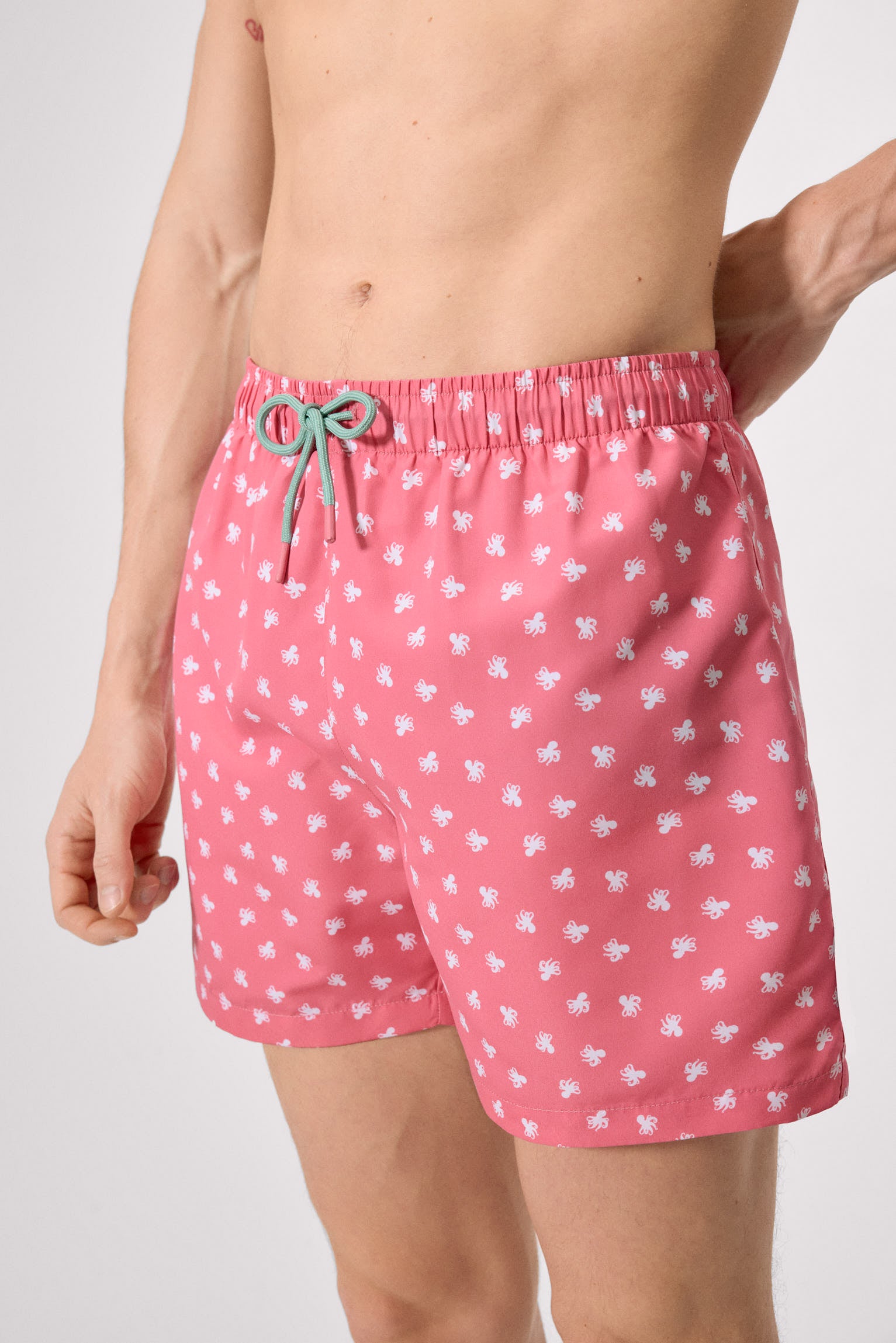 Bañador medio estampado pulpos rosa