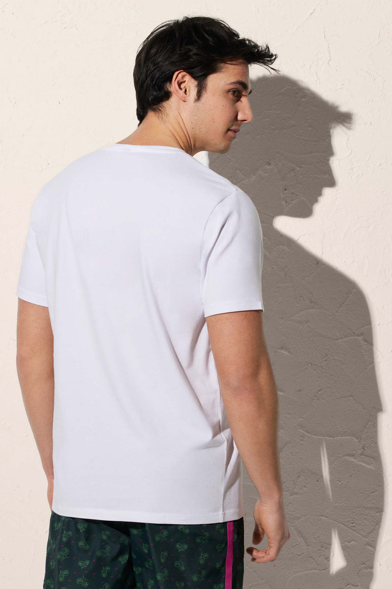 Men's white bicycle print t-shirt