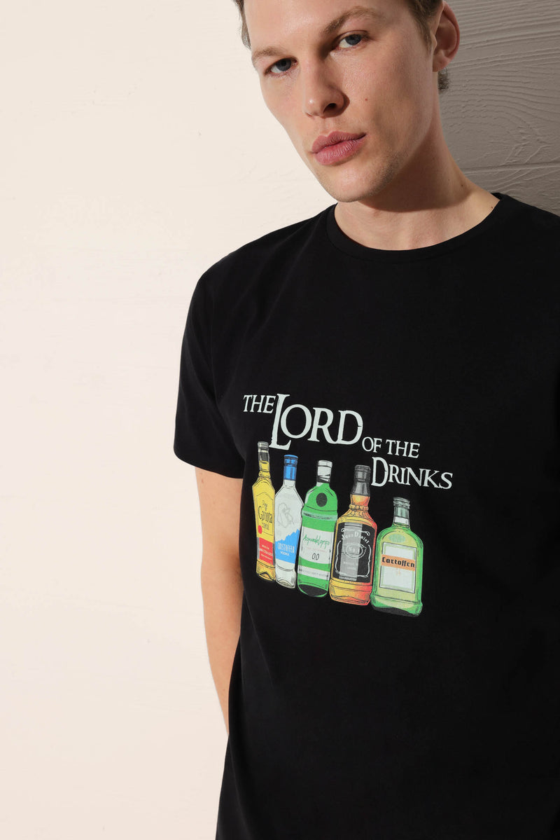 Camiseta hombre estampado botellas