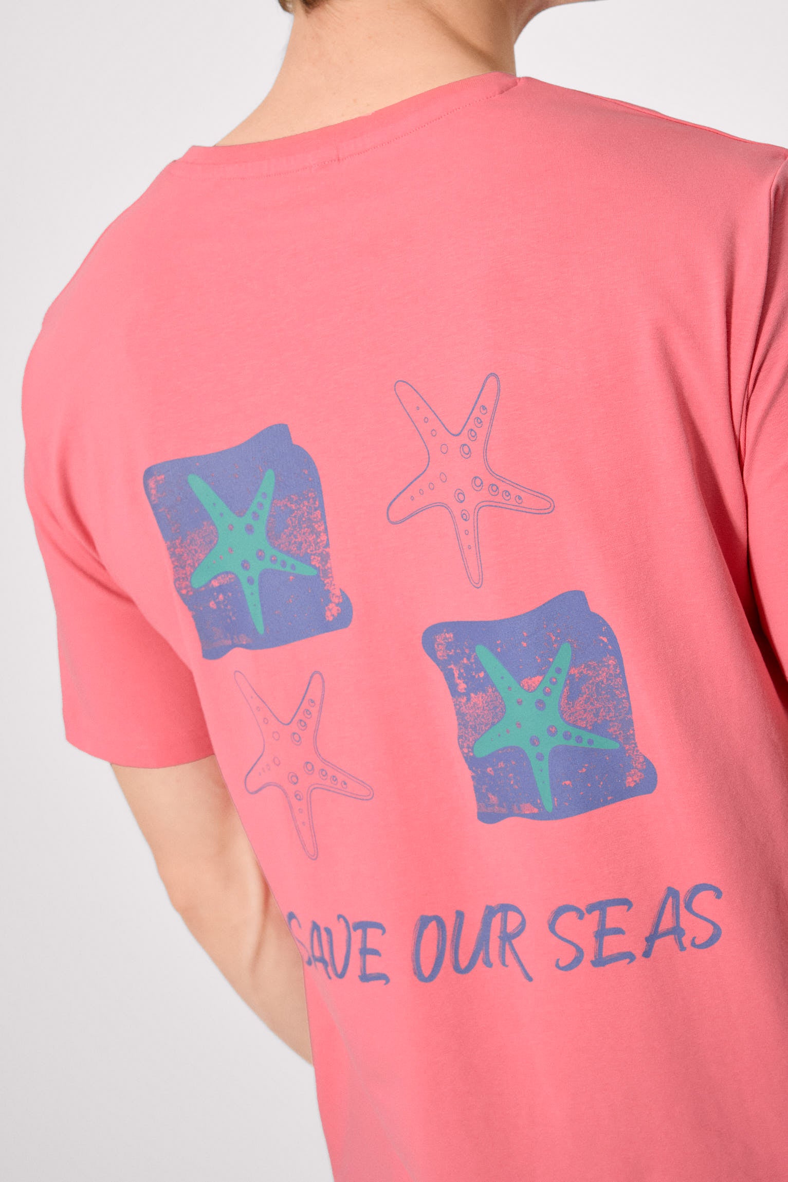 Camiseta manga corta estampado estrellas marinas rosa - Ysabel Mora