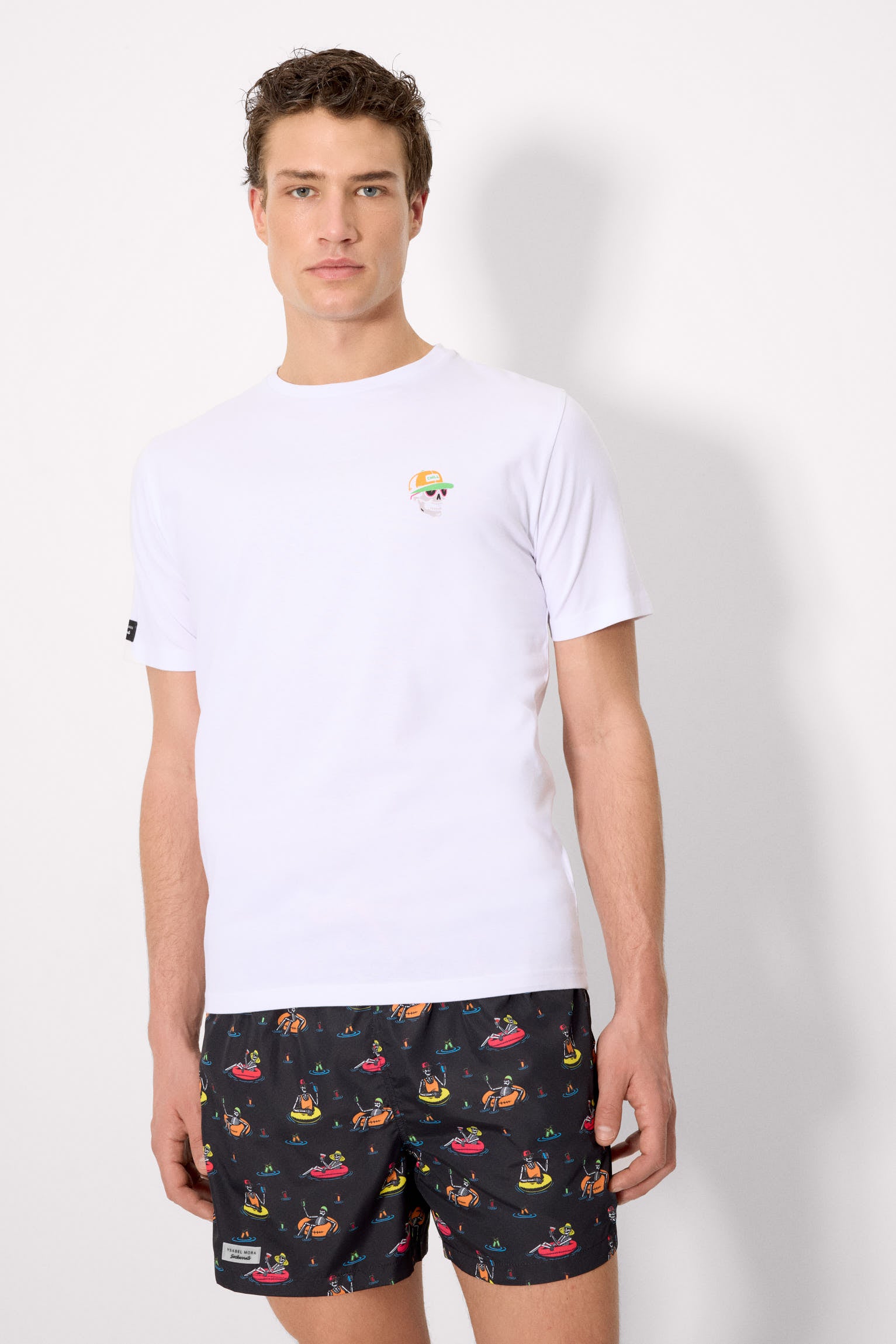 Camiseta manga corta dibujo calavera blanco - Ysabel Mora