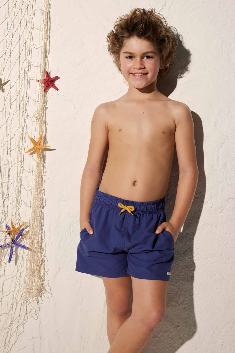 Plain navy blue boy's swimsuit