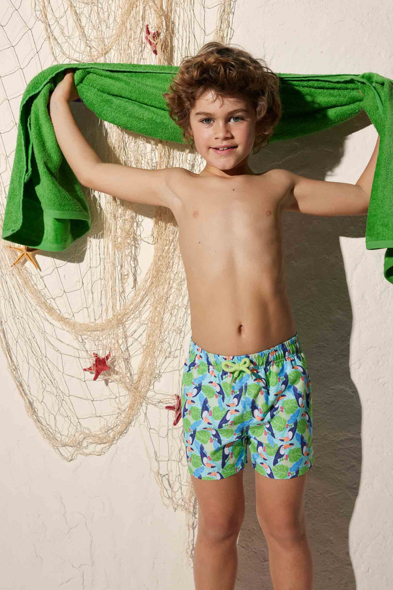 Toucan print boy's swimsuit