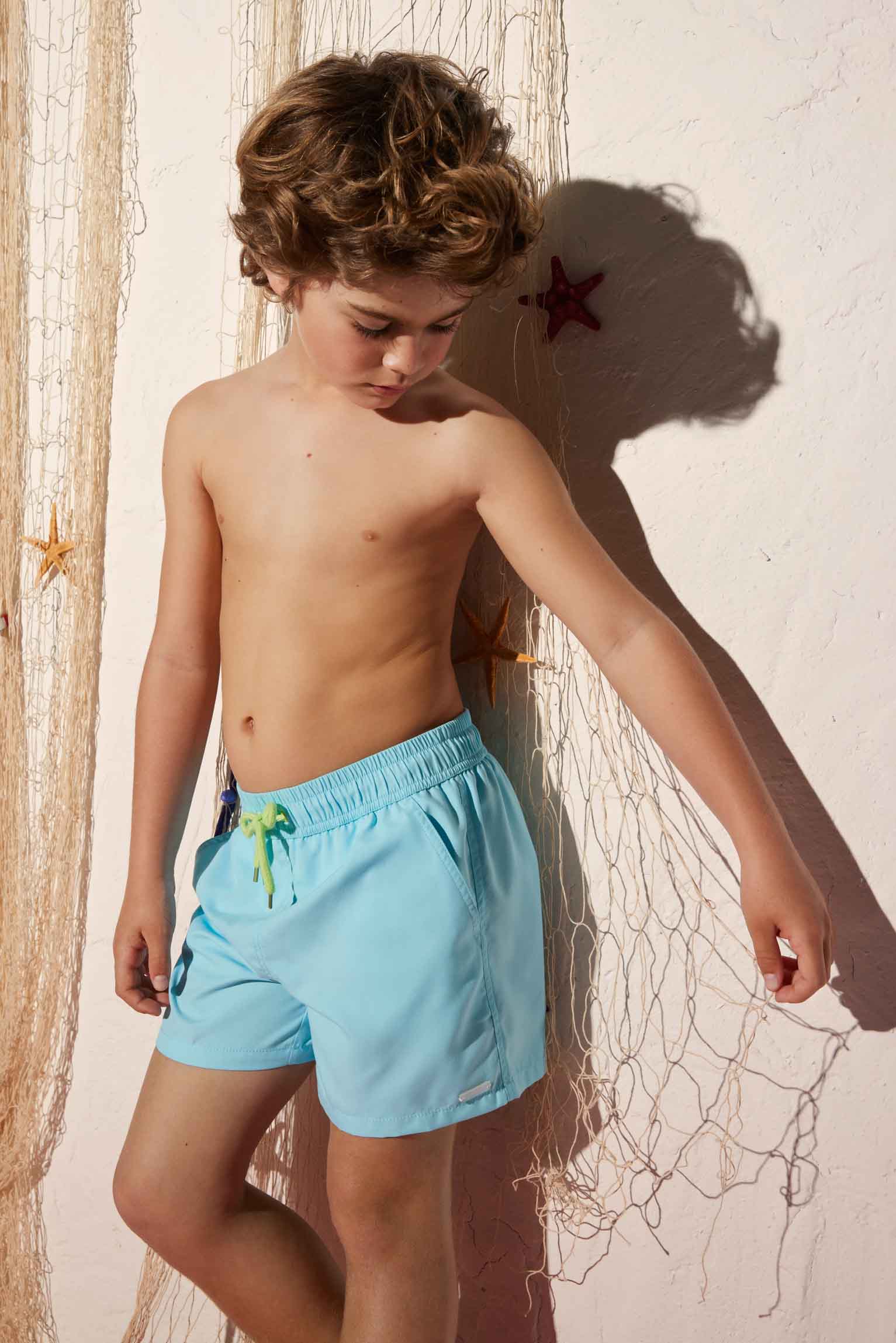 Light blue plain boy's swimsuit