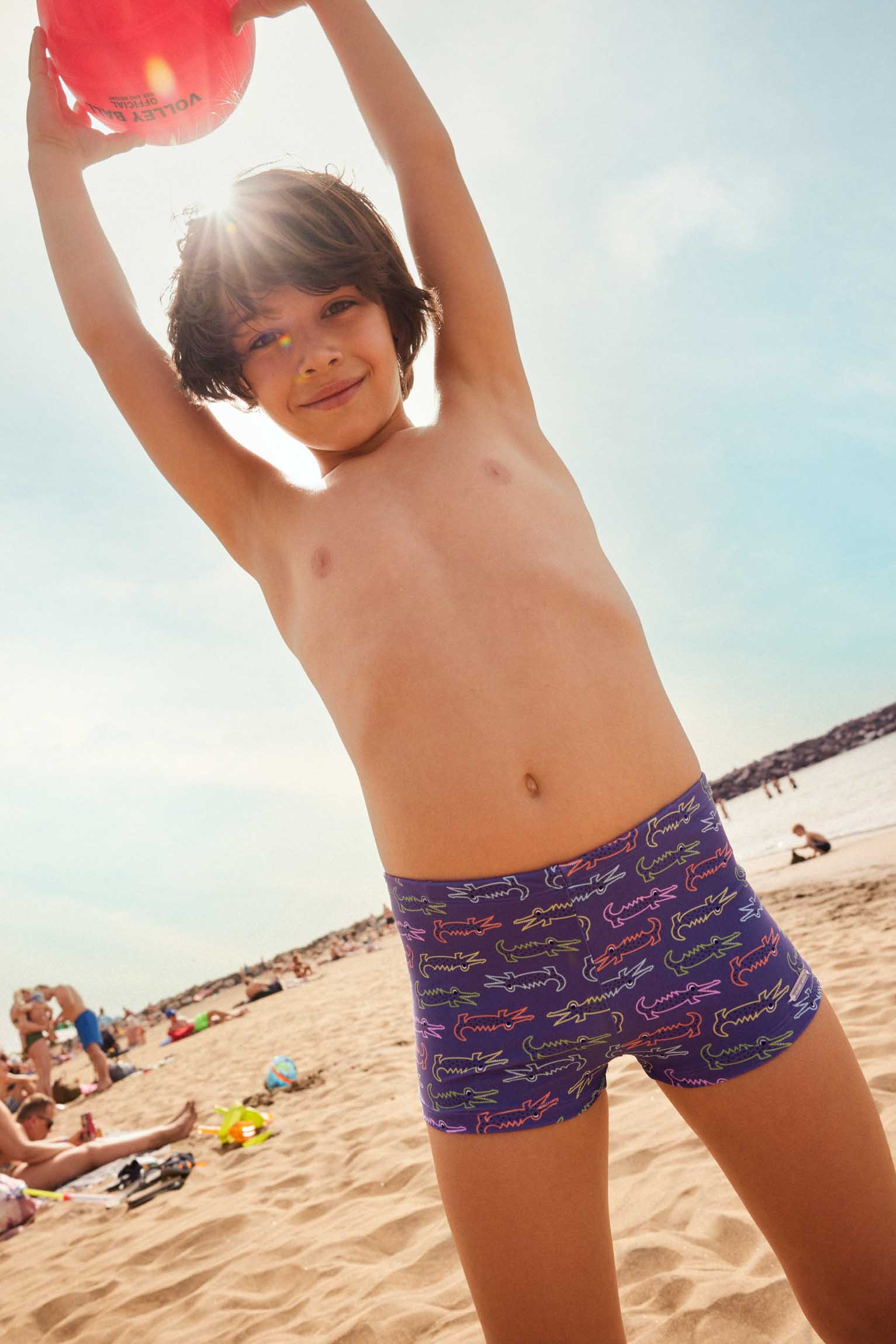 Boys' crocodile print boxer swimsuit